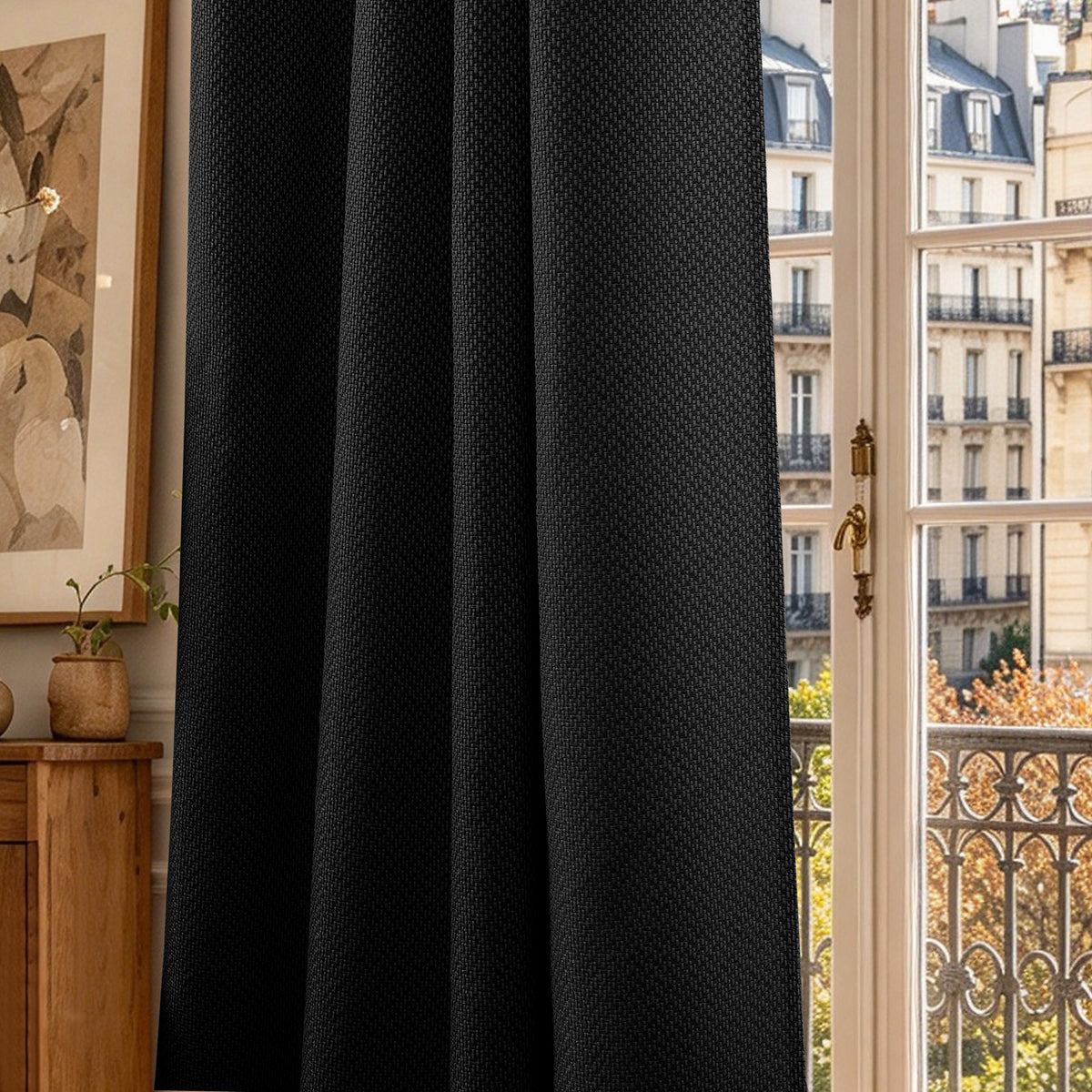 Rideau d'ameublement + 8 oeillets 140 x 240 cm Polyester fils teints jacquard "Victoria"Truffe