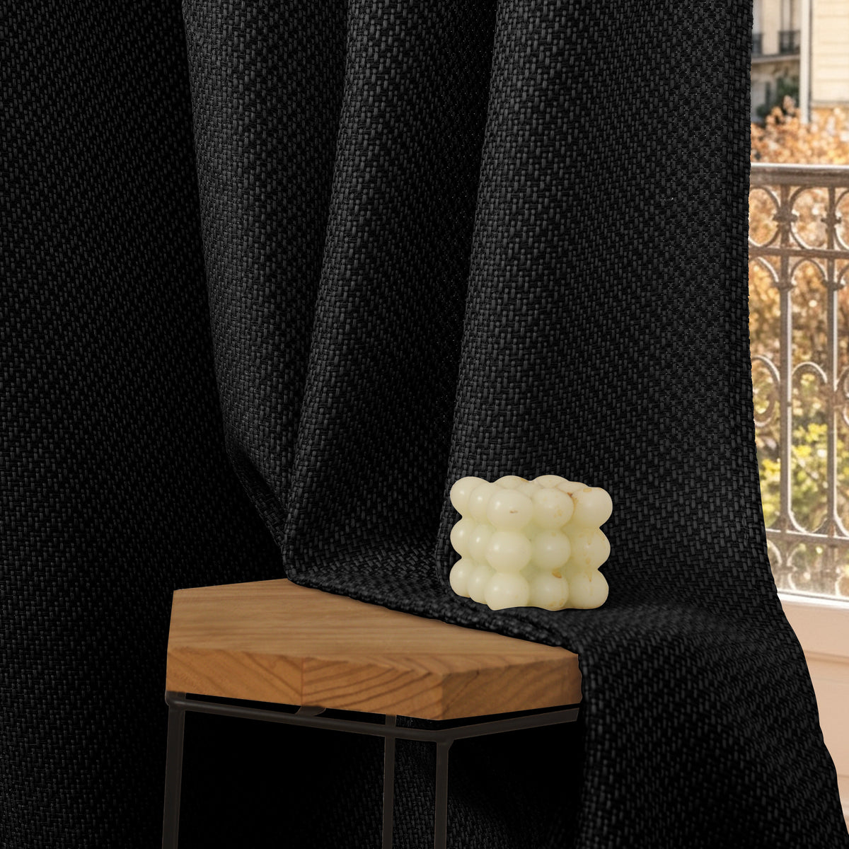 Rideau d'ameublement + 8 oeillets 140 x 240 cm Polyester fils teints jacquard "Victoria"Truffe