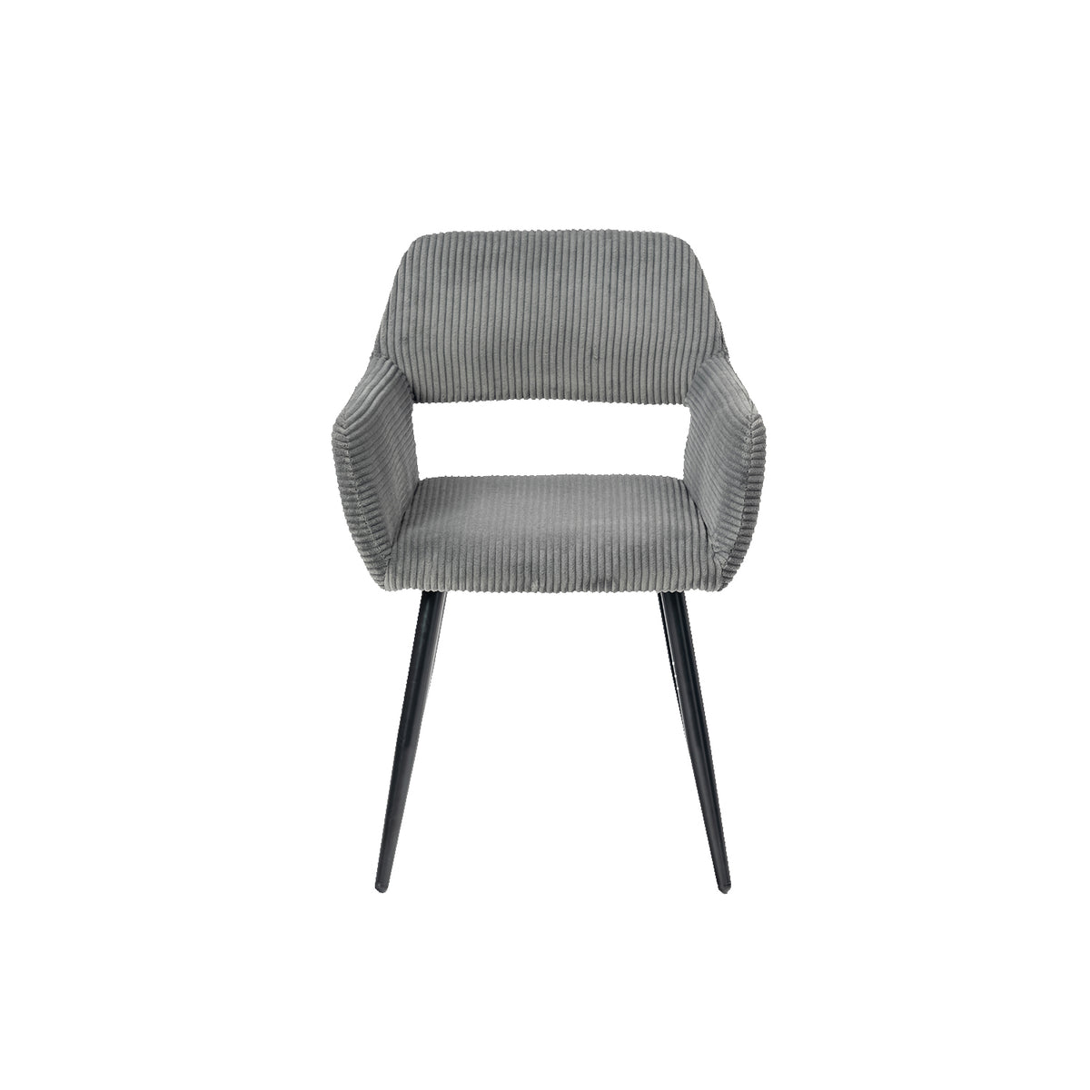 Cromwell - Ensemble de 2 fauteuils de salle à manger scandinaves avec accoudoirs en velours côtelé gris foncé