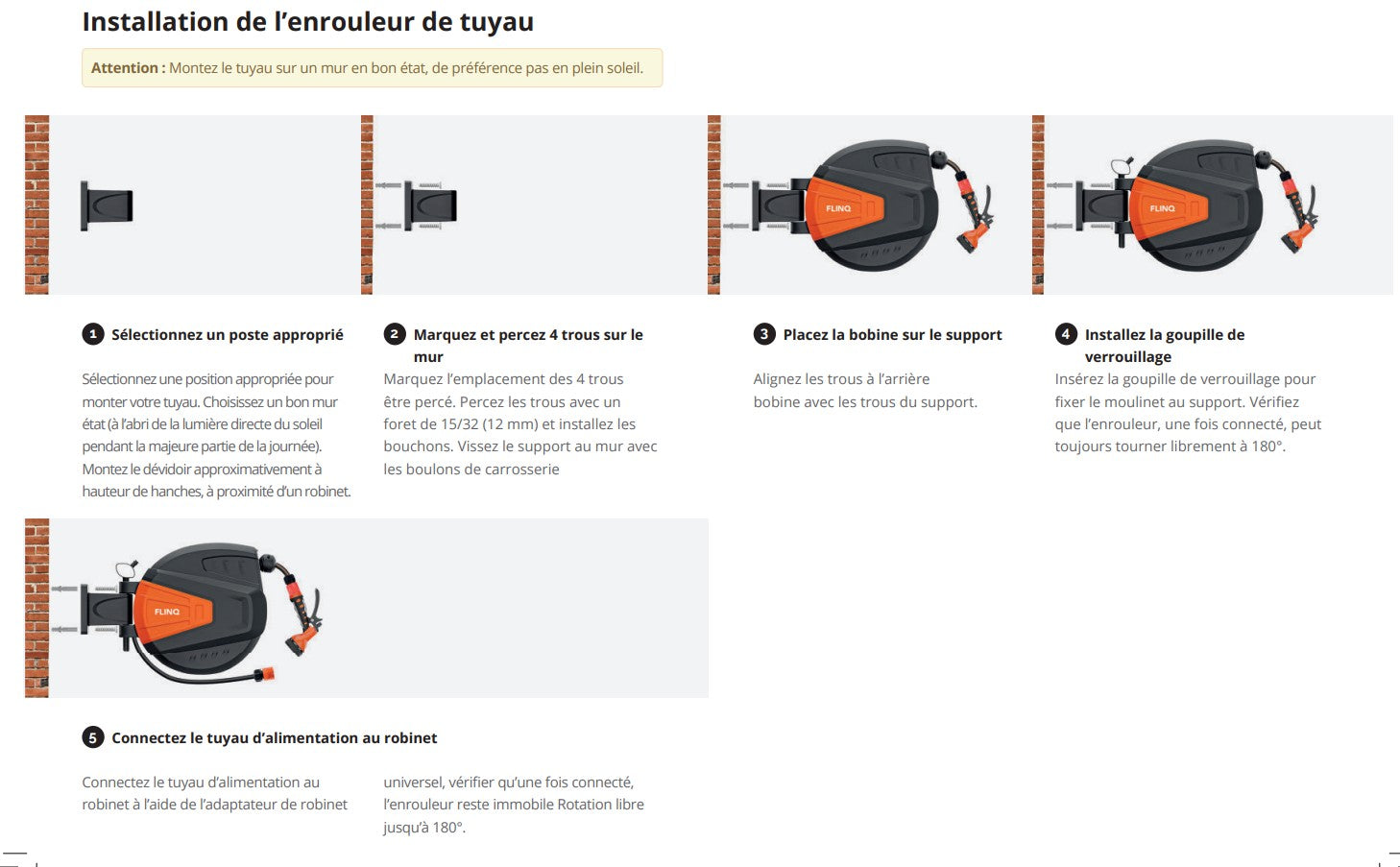 Enrouleur et tuyau d'arrosage 10m avec tête d'arrosage 9 réglages de pulvérisation