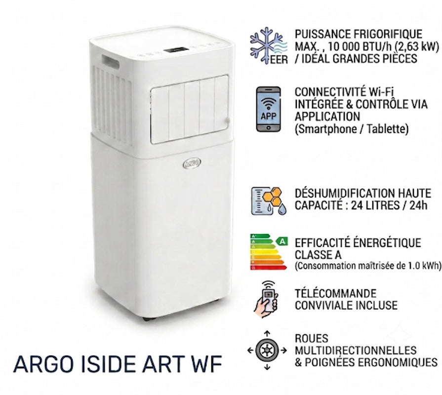 Climatiseur Mobile Blanc 10000BTU Wi-Fi Classe A