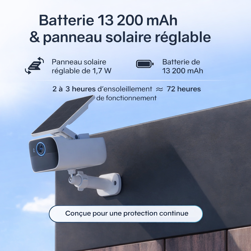Caméra de sécurité extérieure 4K solaire – Sans abonnement