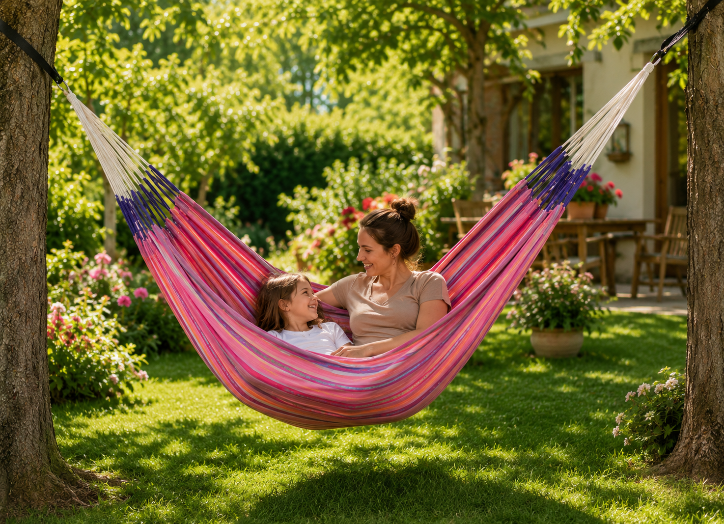 Hamac kingsize en coton biologique - La Siesta Modesta Flamingo