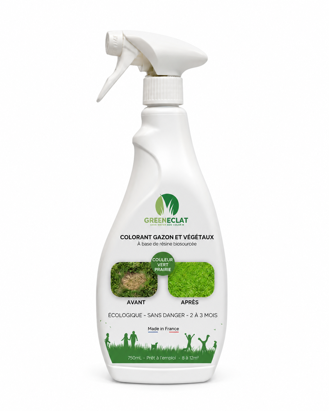 Colorant naturel gazon et buis vert prairie - résultat immédiat - 750ml + 2 recharges