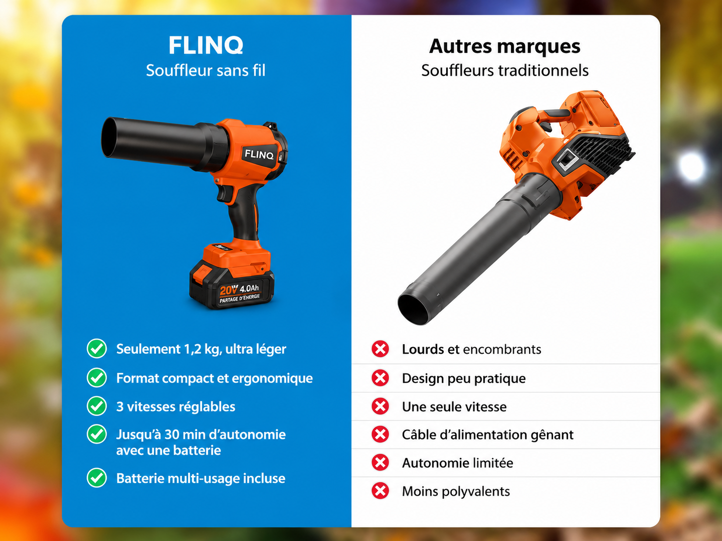 FlinQ - Souffleur à main à batterie multifonctionnel Premium