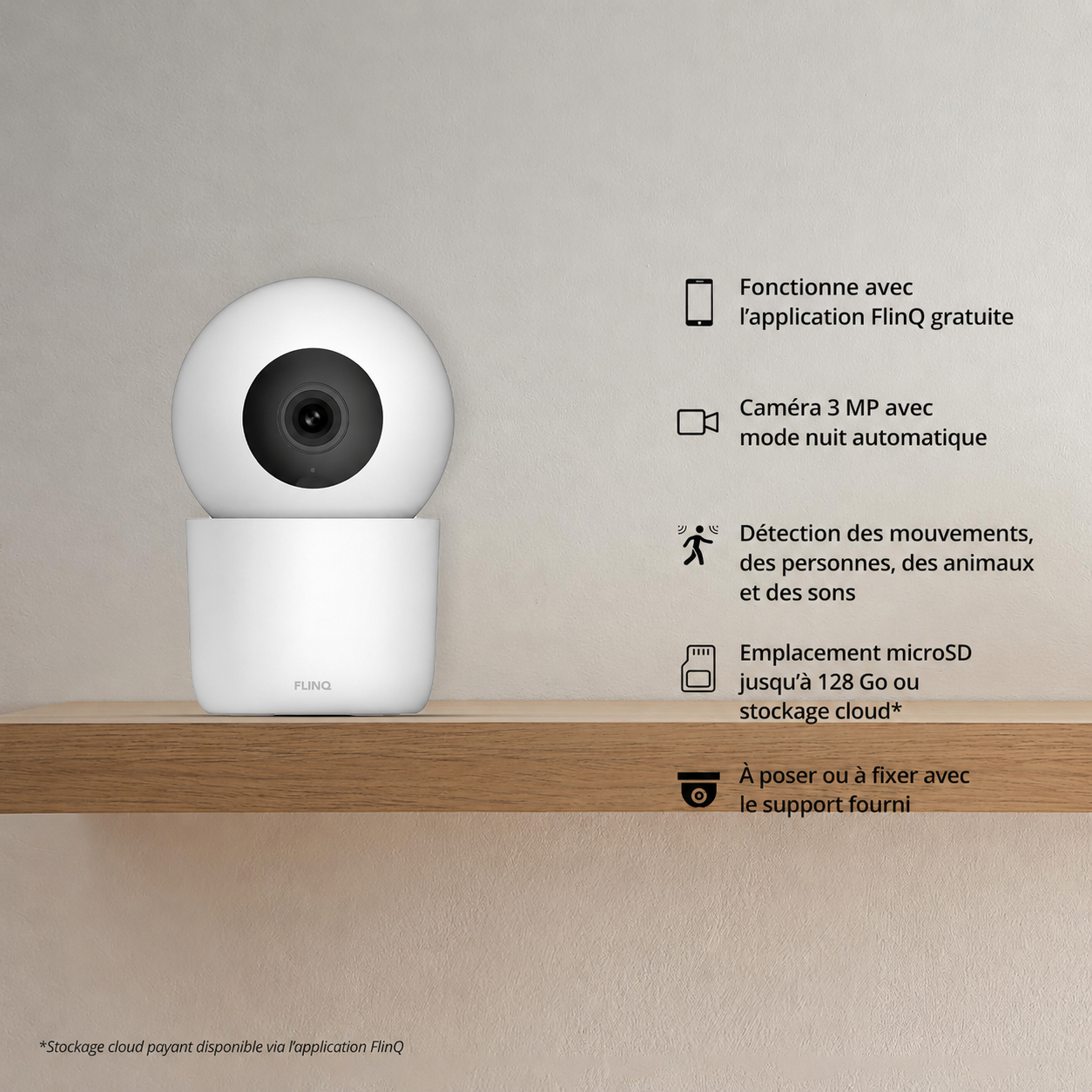 Caméra intérieure de mouvement intelligente FlinQ
