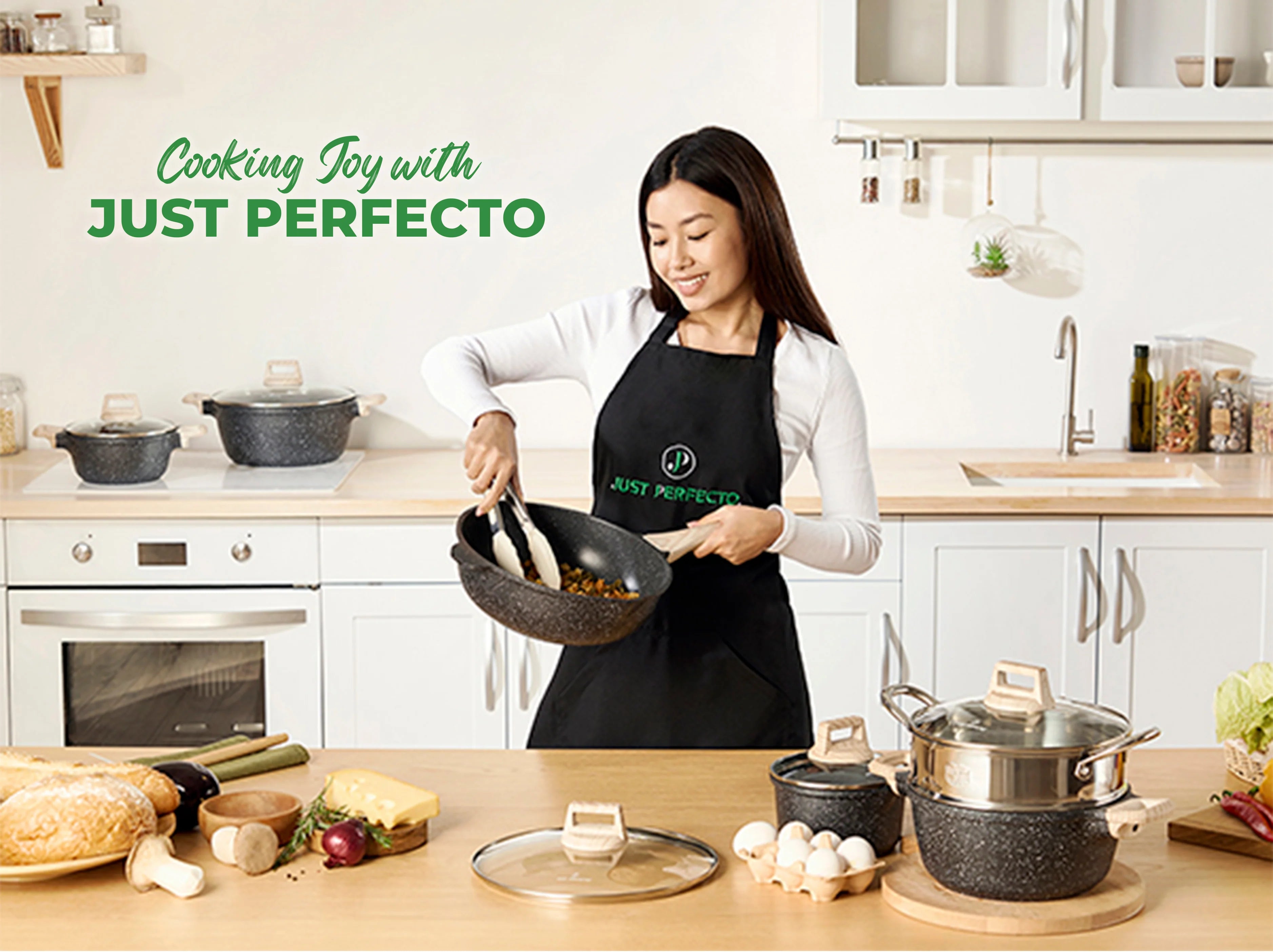 Batterie de cuisine 13 pièces antiadhésives en Granit noir - Tous feux dont induction