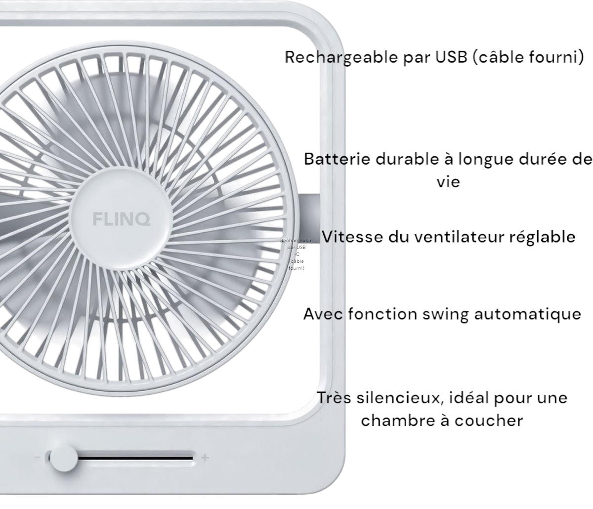 Ventilateur Coolcube blanc sans fil - Rechargeable - Vitesse réglable