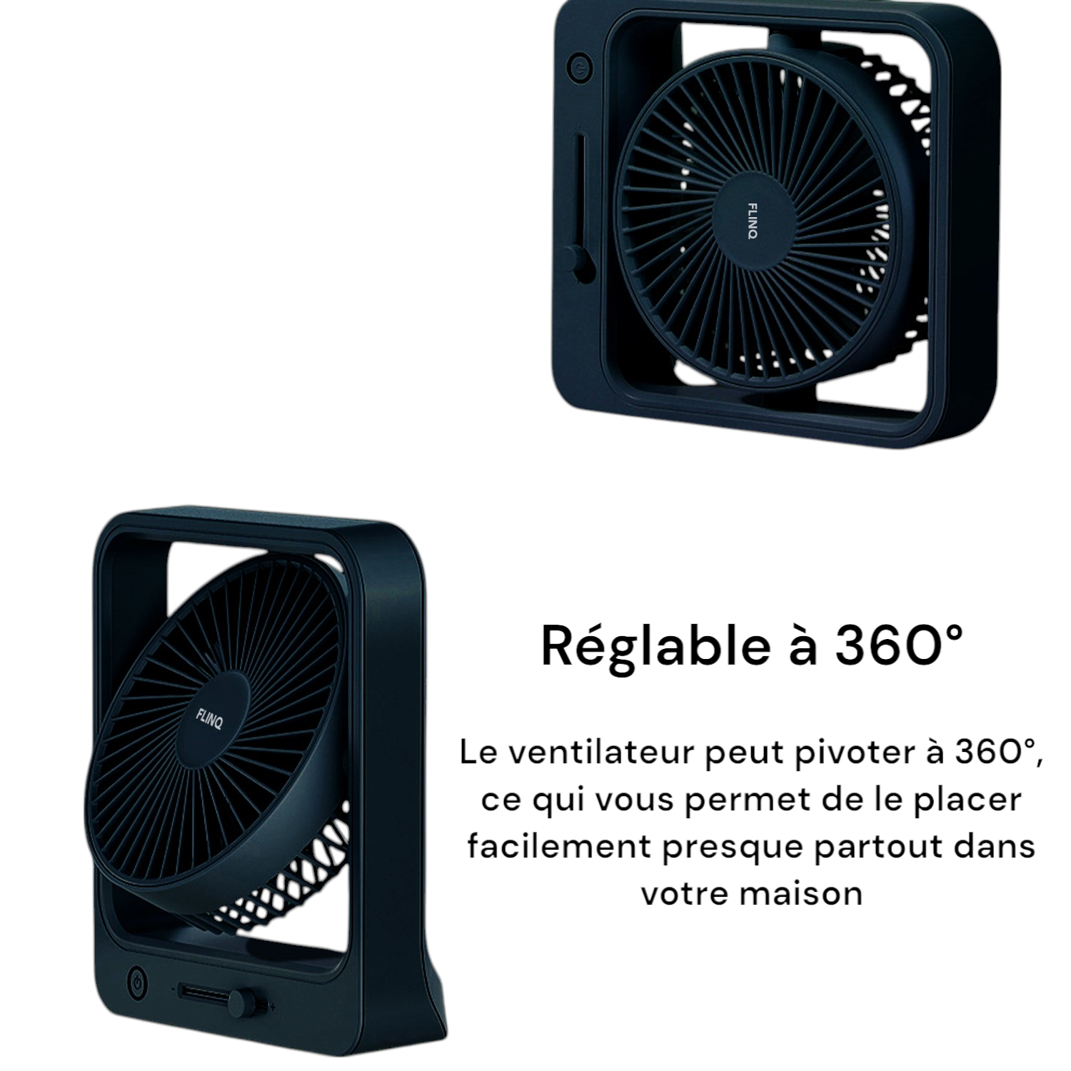 Ventilateur Coolcube noir sans fil - Rechargeable - Vitesse réglable