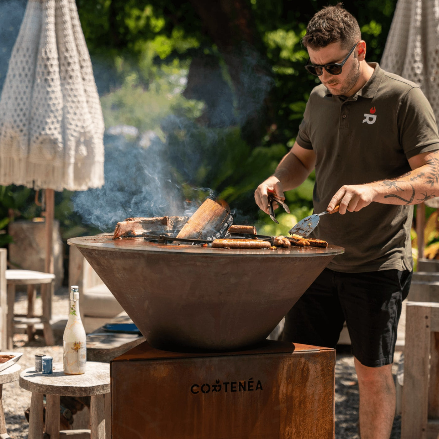 Brasero plancha en acier Corten - Tradition 80 cm