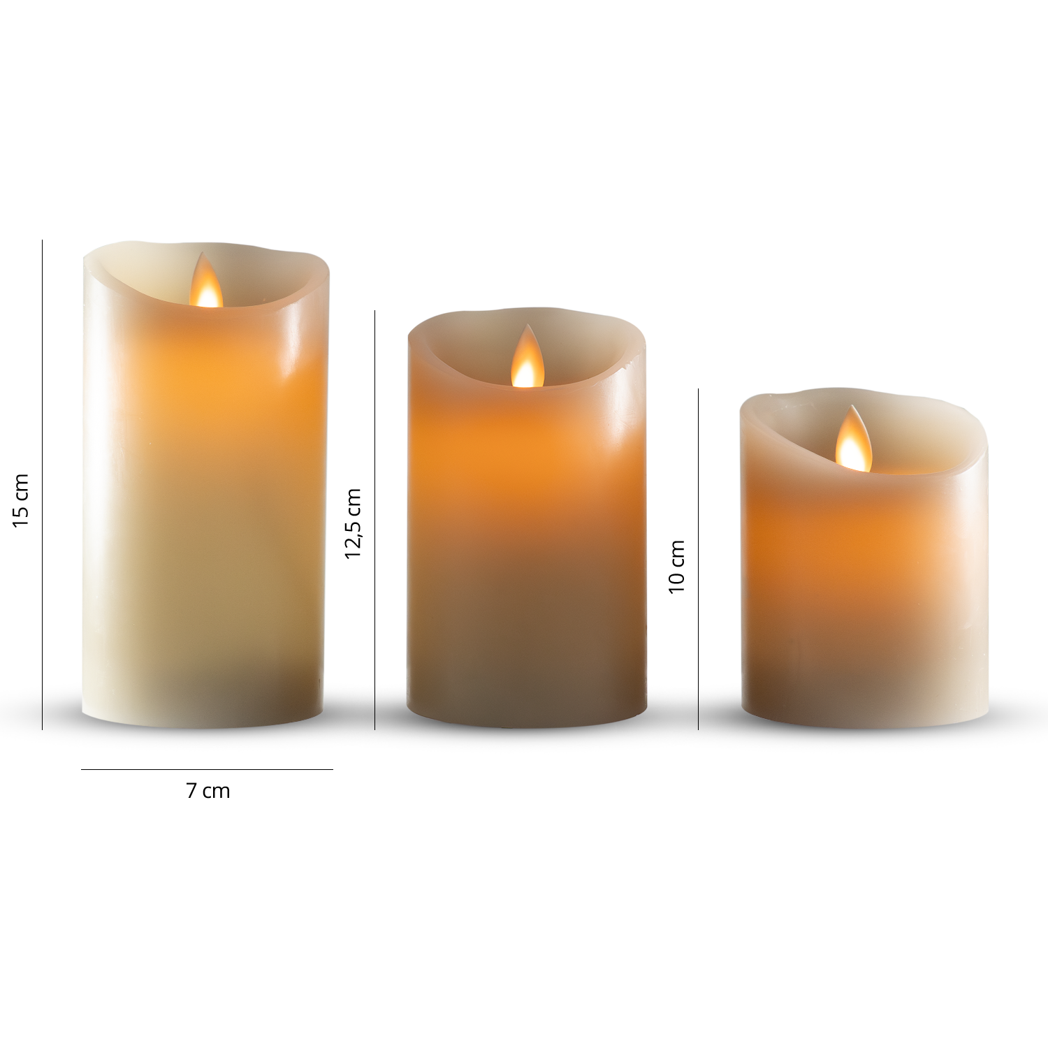 3 Bougies LED rechargeables – Taupe
