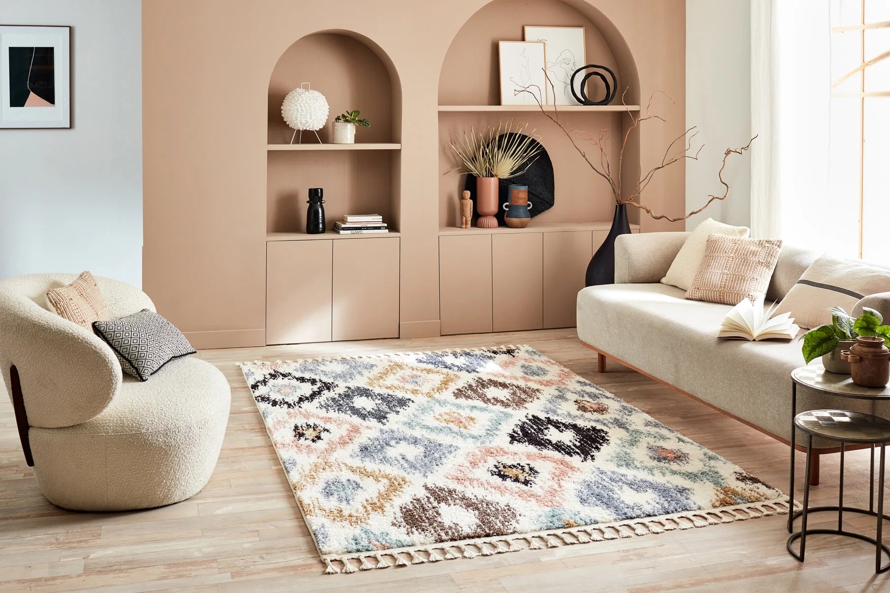 Tapis berbère à motifs losanges colorés muticolore – Delya