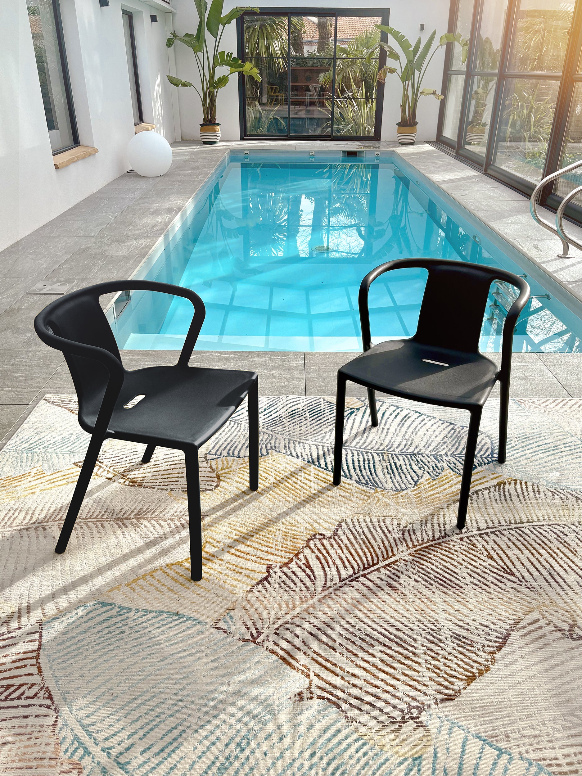 Lot de 2 fauteuils de jardin DIEGO-FT-GRISANTH empilables