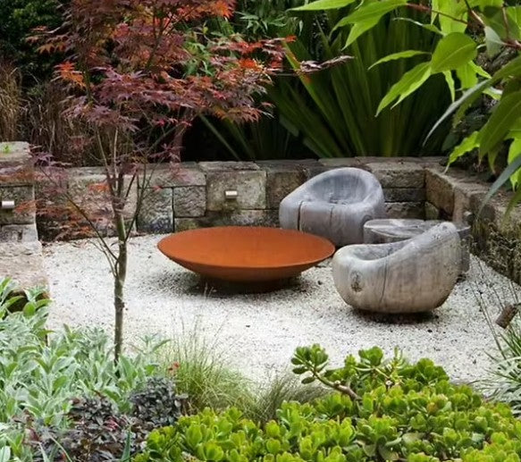 Brasero Keyo en acier Corten - Ø 1200 x 210 mm