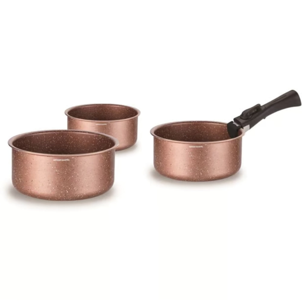 Set de 3 Casseroles Terracotta Tous Feux Arthur Martin 16-18-20 cm avec une Poignée