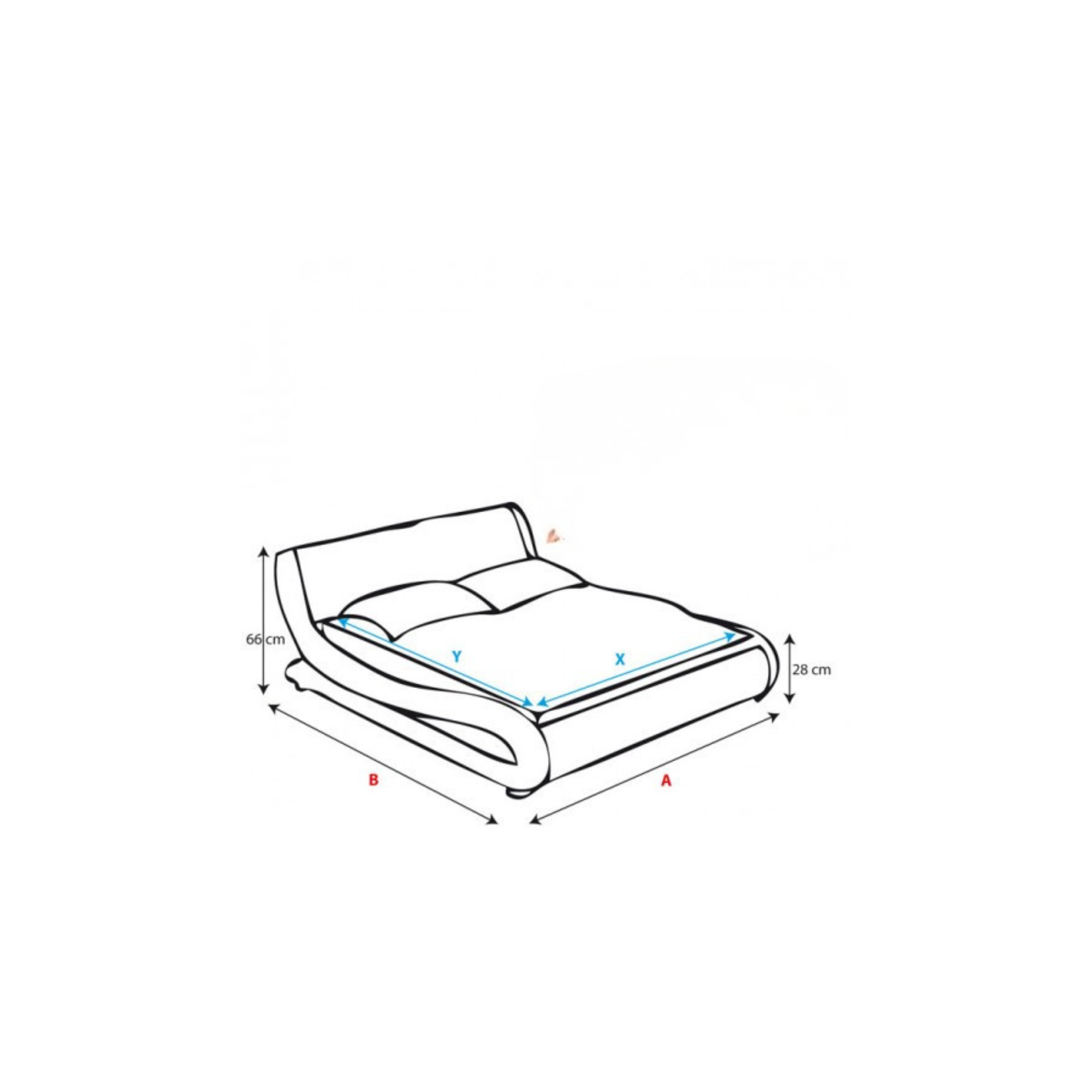 Lit double design noir - 140 X 190 cm -  Piccione avec matelas Texas