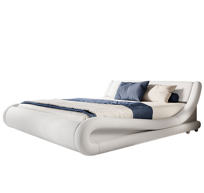 Lit double design blanc - 140 X 190 cm -  Piccione avec matelas Texas