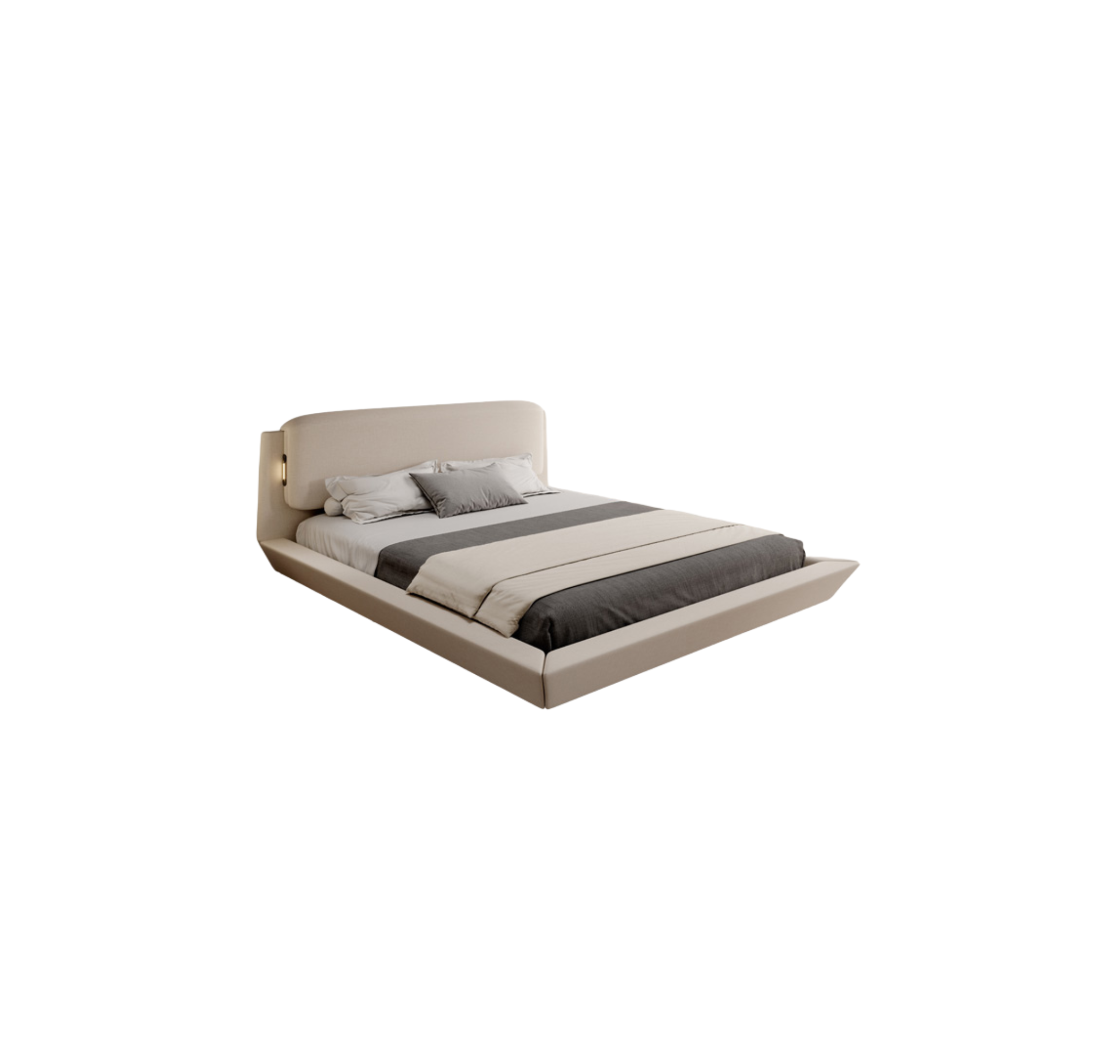 Lit double flottant couleur beige - LED multicolores - 160 X 200 cm -  Dayana