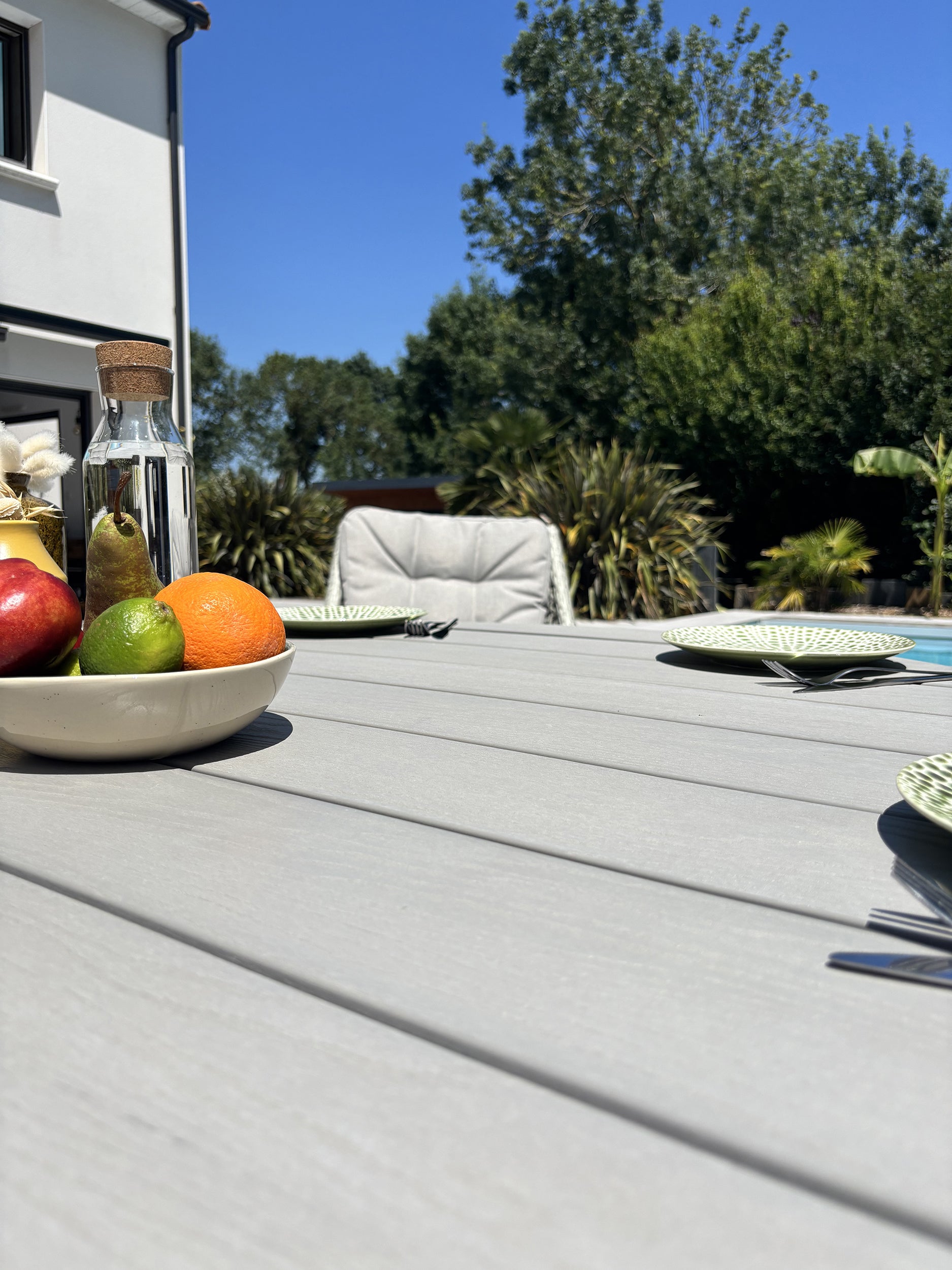 Ensemble repas de jardin Elba 6 places - Blanc Ø142 cm