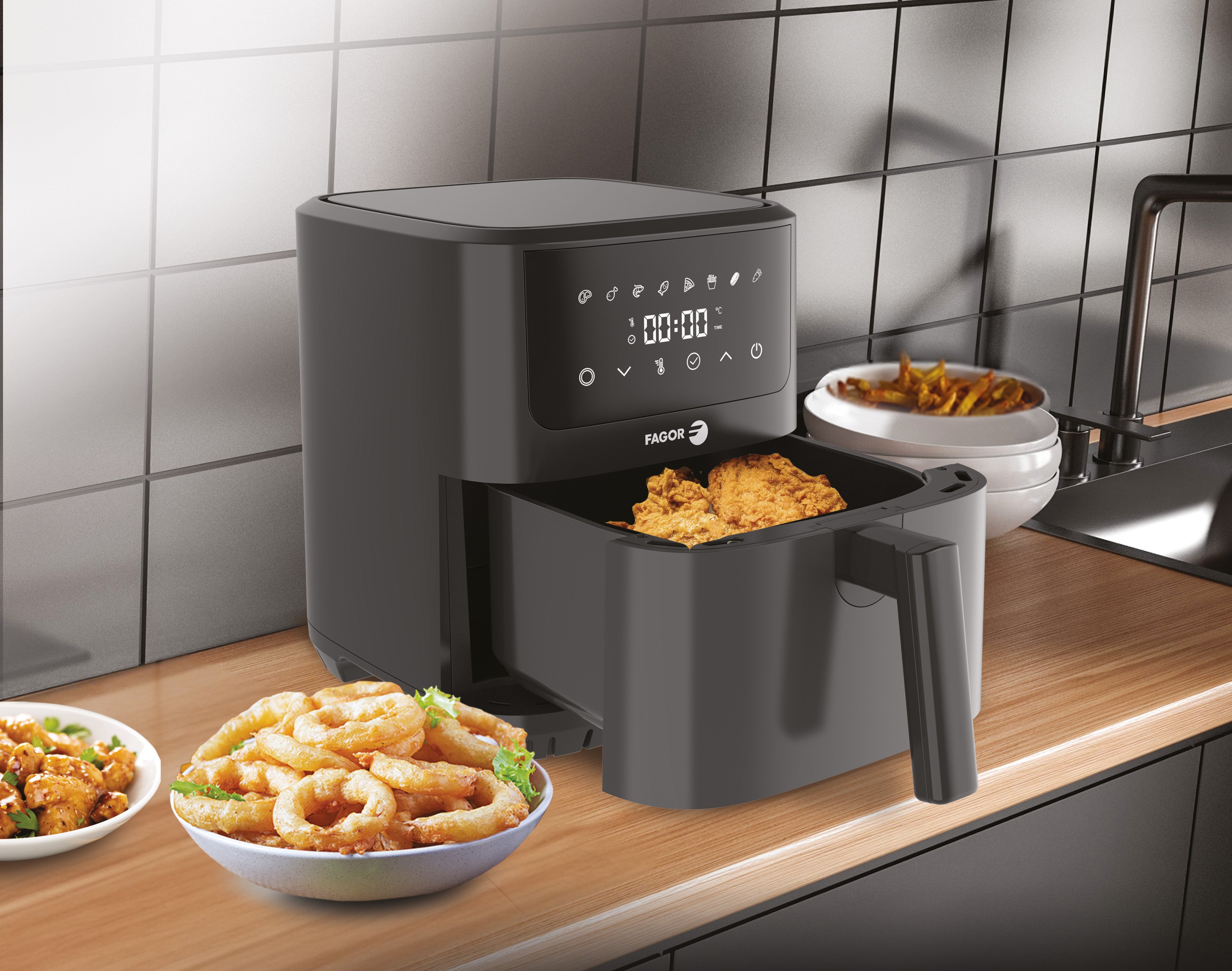 Friteuse à air chaud Air fryer 6,5L 1600W Noir