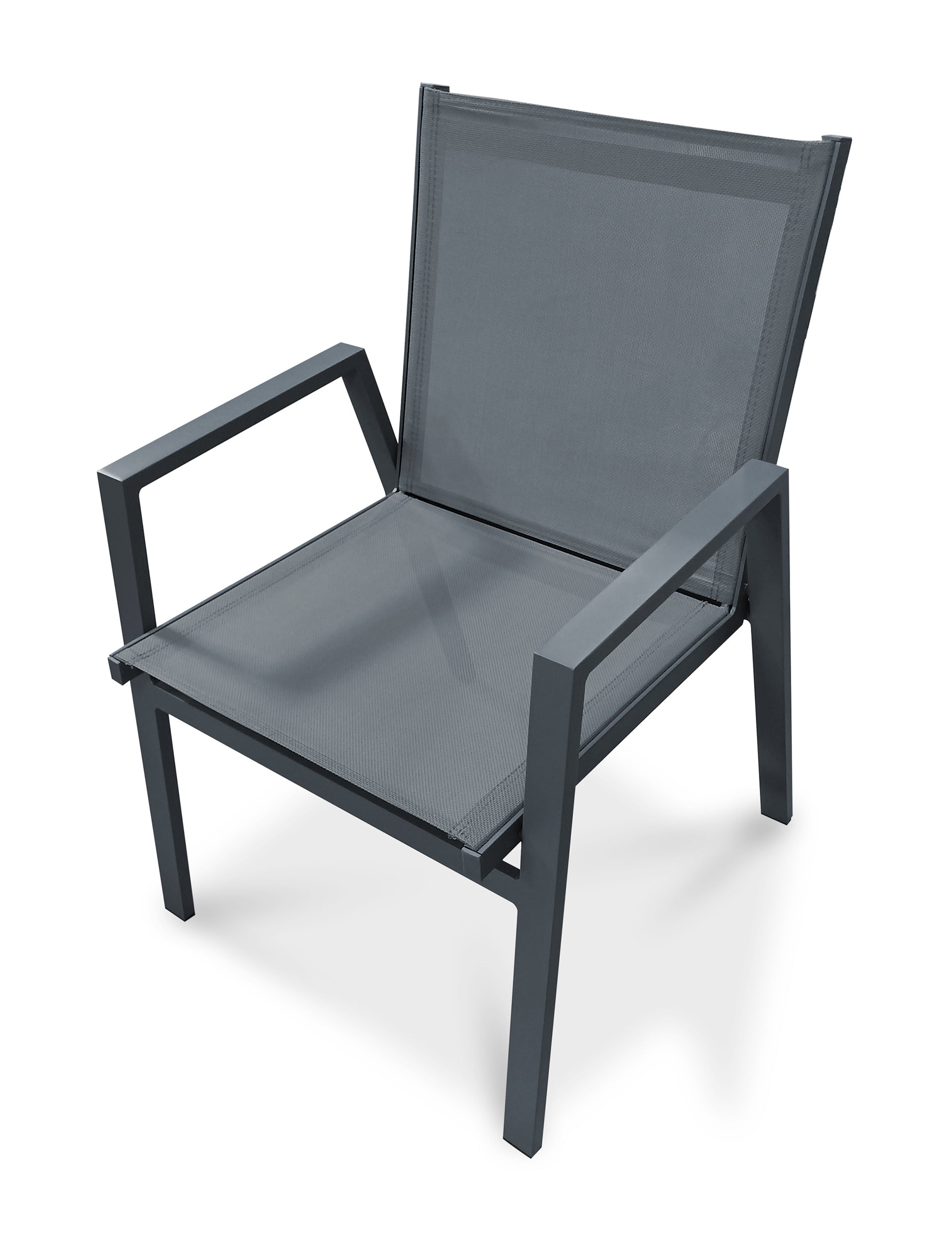 Fauteuil de jardin empilable FLORIDE en textilène et aluminium - GRIS ANTHRACITE