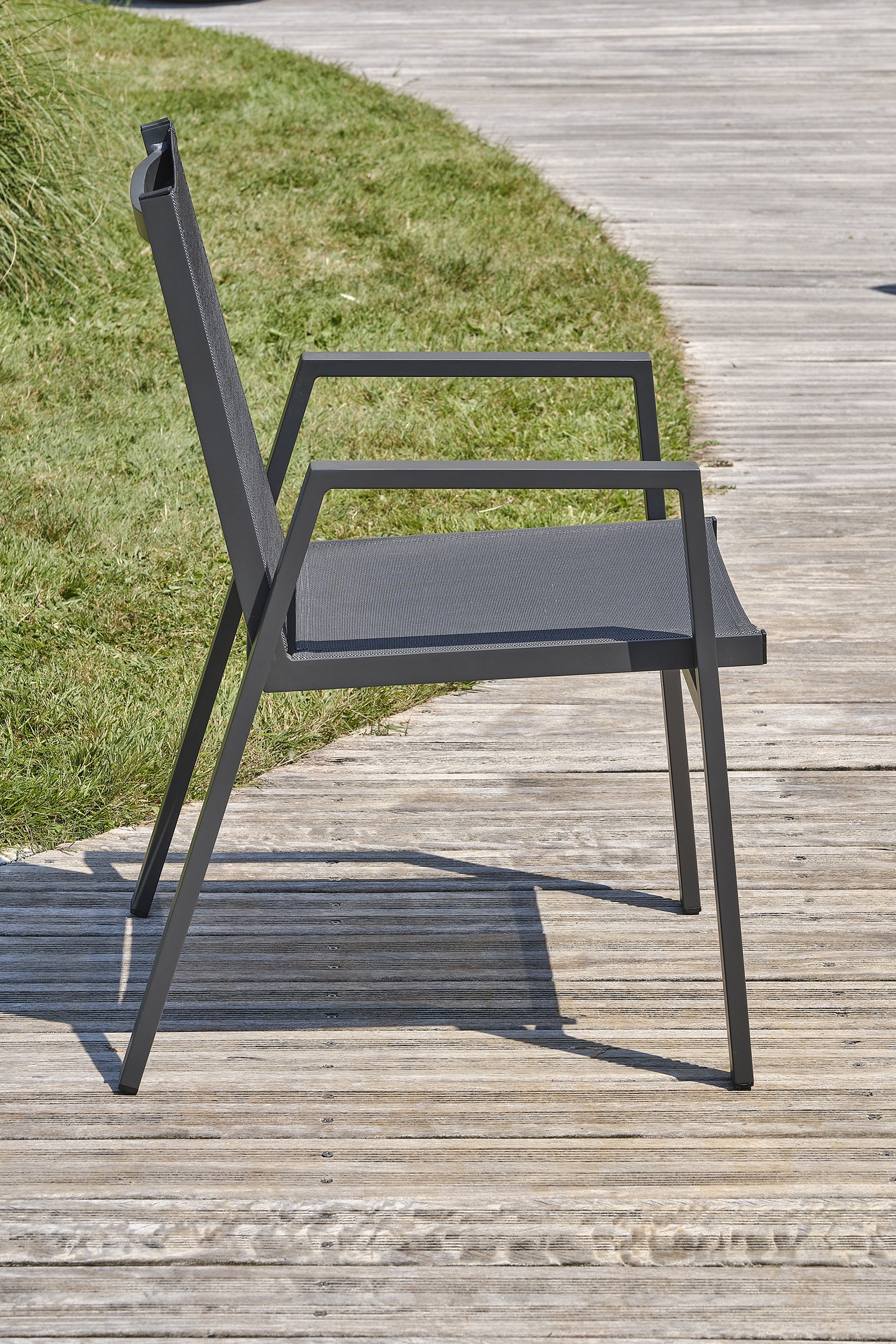 Fauteuil de jardin empilable FLORIDE en textilène et aluminium - GRIS ANTHRACITE