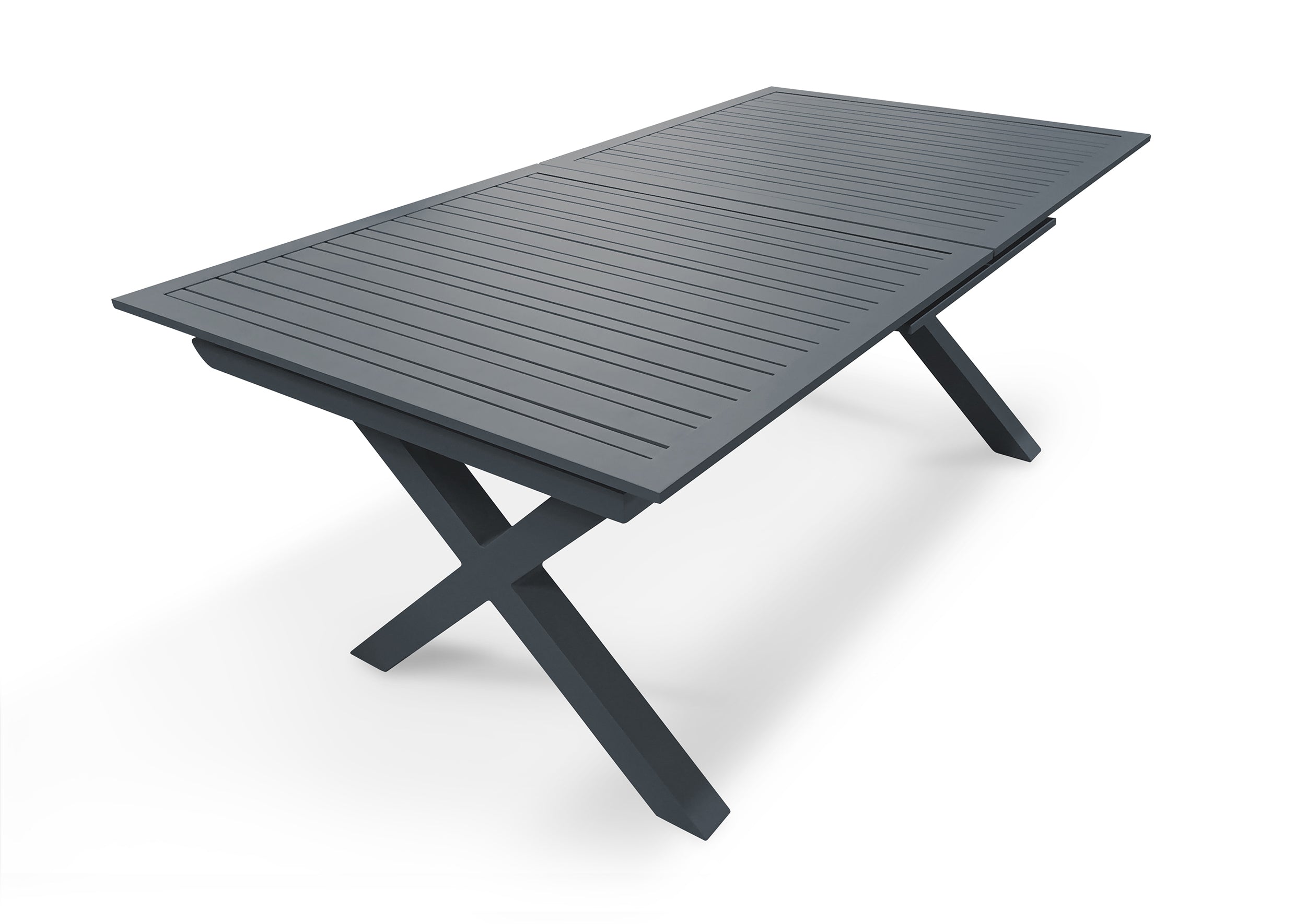 Table de jardin FLORIDE (180/240x100 cm) en aluminium avec rallonge automatique - GRIS ANTHRACITE