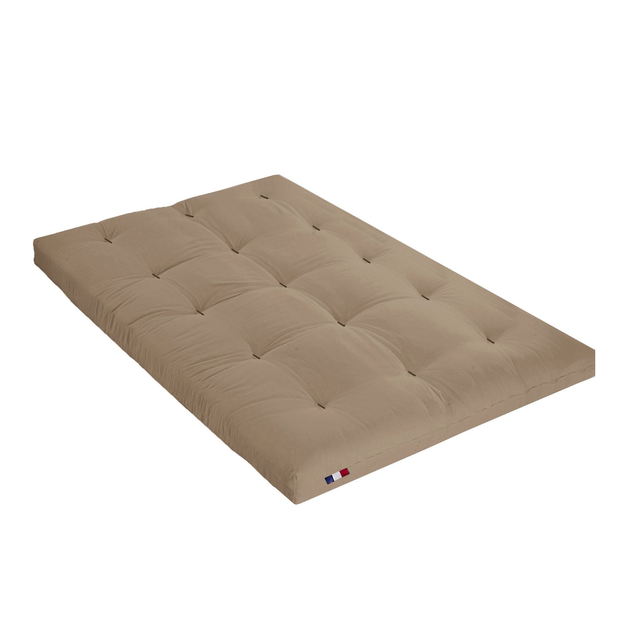 Matelas futon latex et fibres, fabrication française Couleur - Taupe, Dimensions - 140 x 190 cm