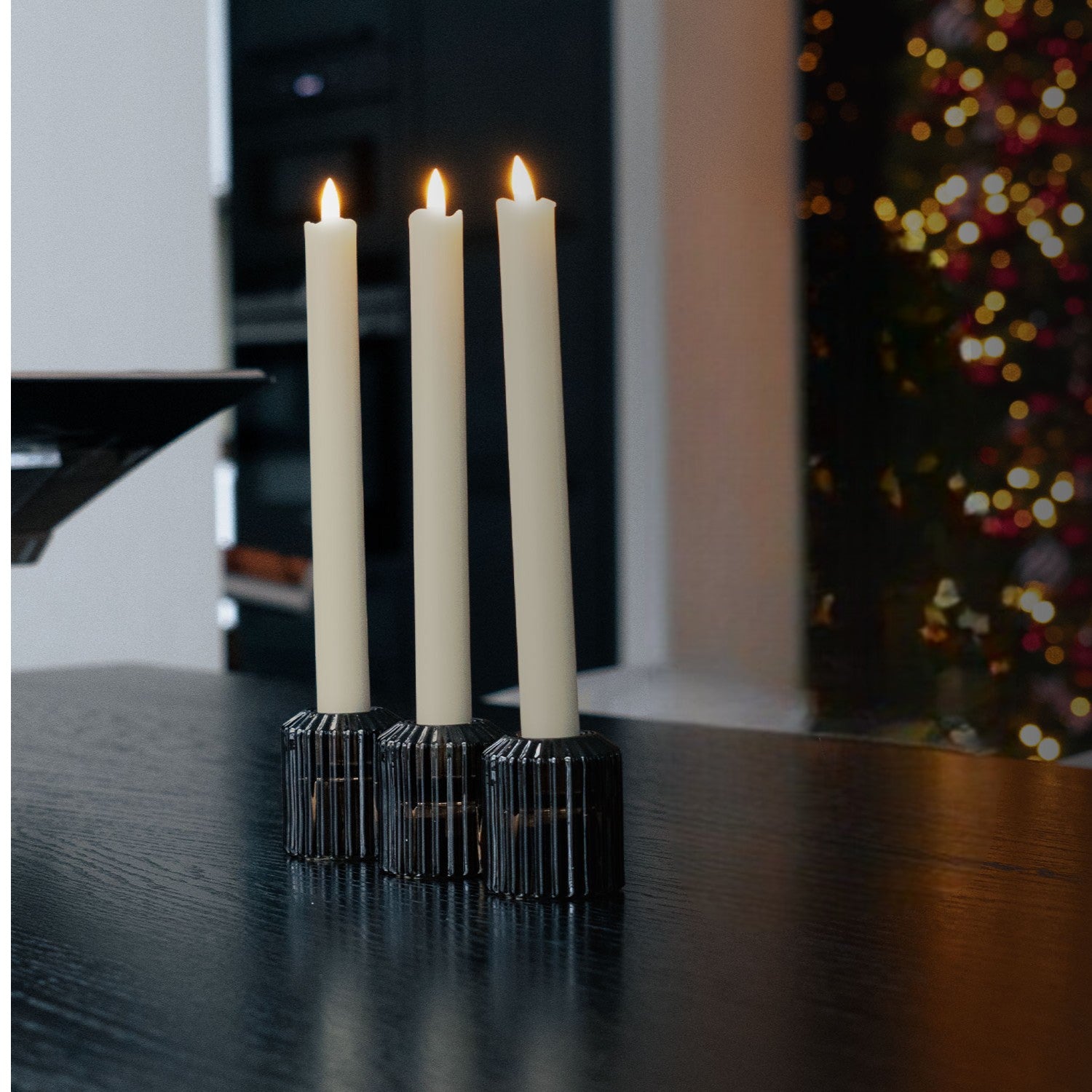 Lot de 6 bougies LED coniques - Taupe