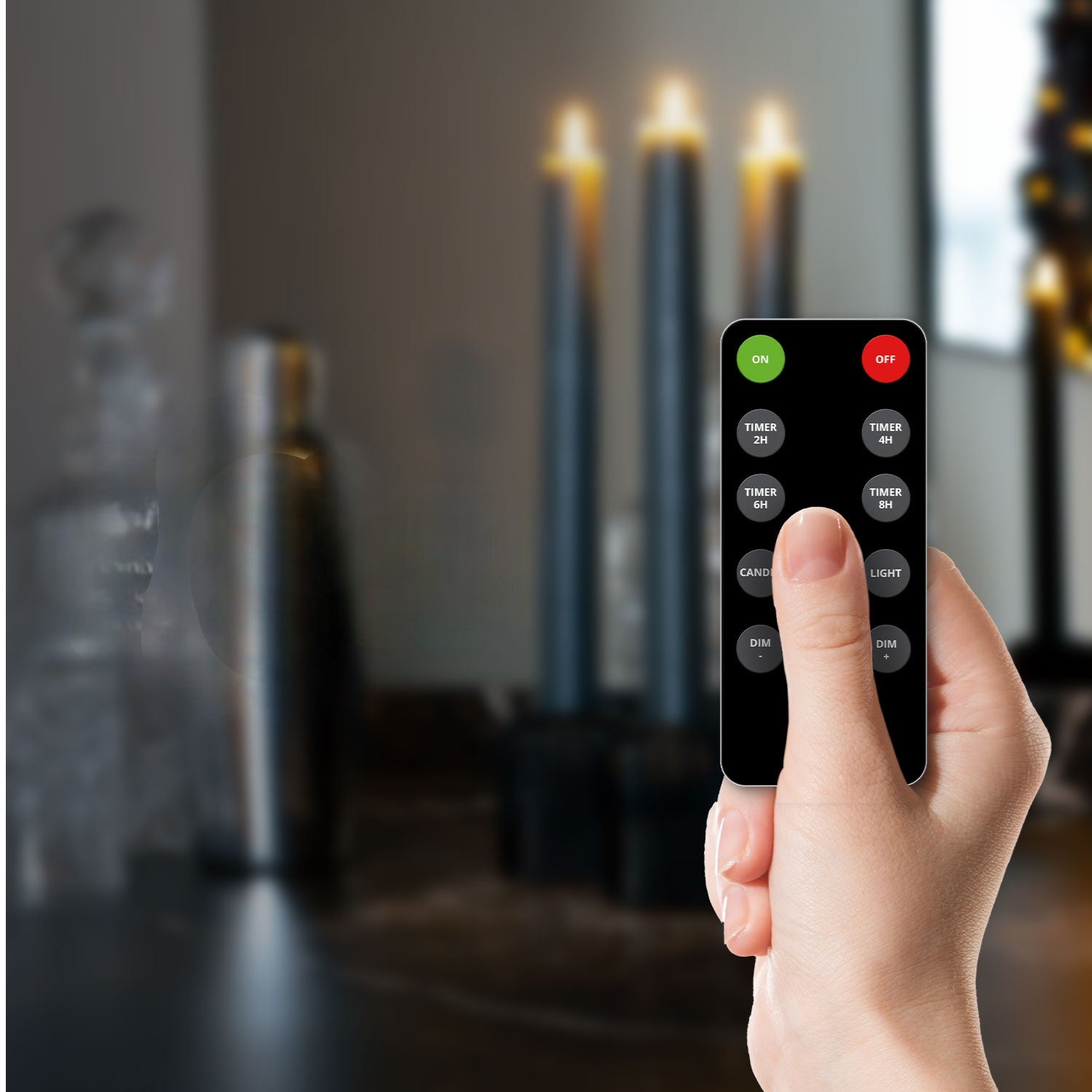 Lot de 6 bougies LED coniques - Grises