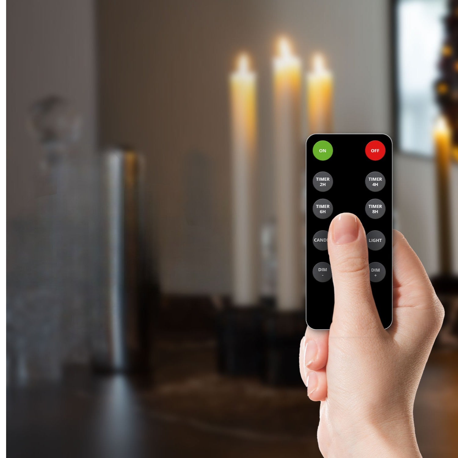 Lot de 6 bougies LED coniques - Taupe