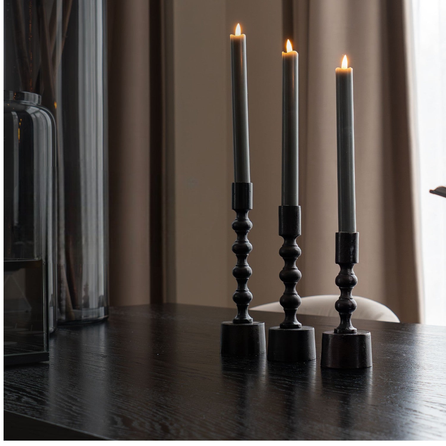 Lot de 6 bougies LED coniques - Grises