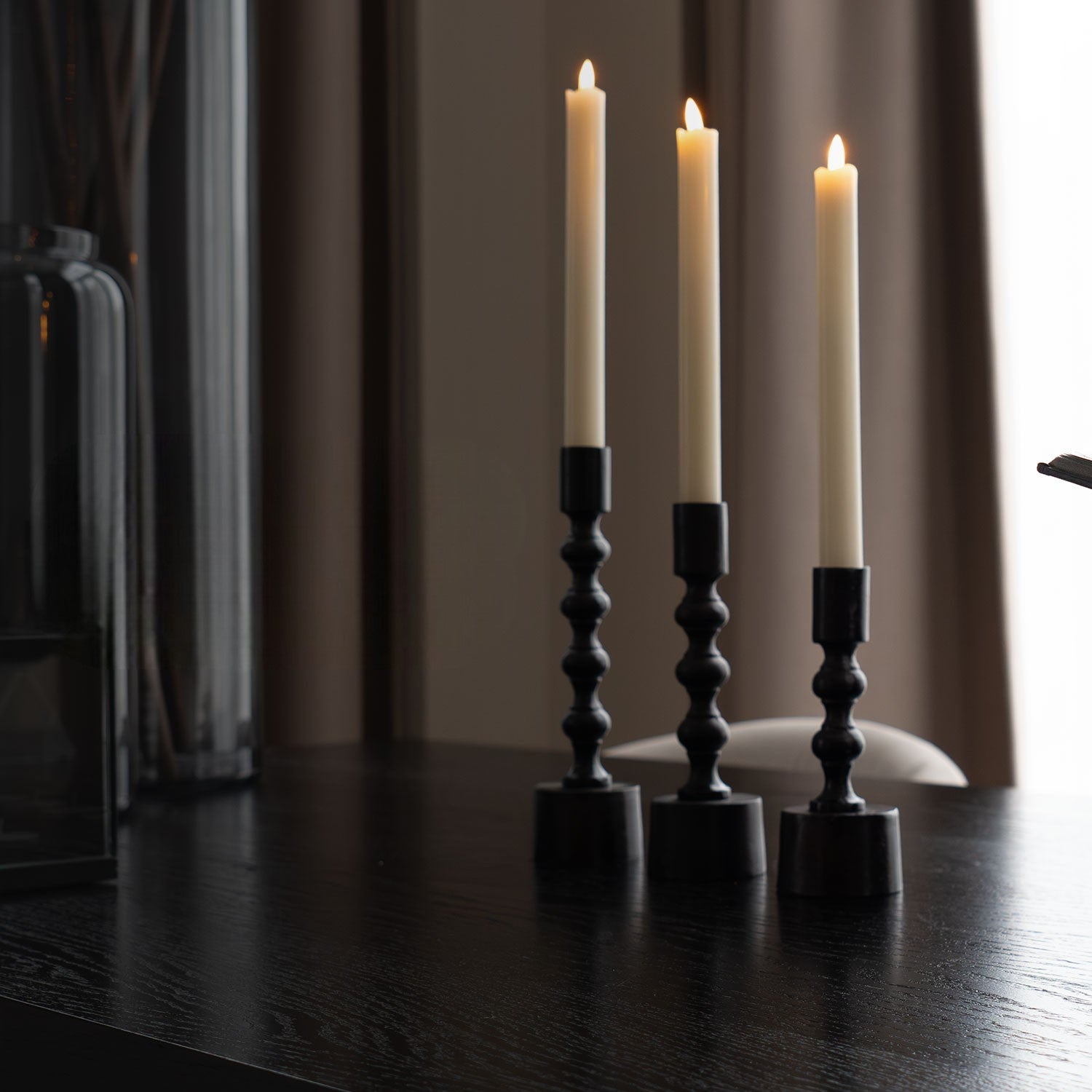 Lot de 6 bougies LED coniques - Taupe