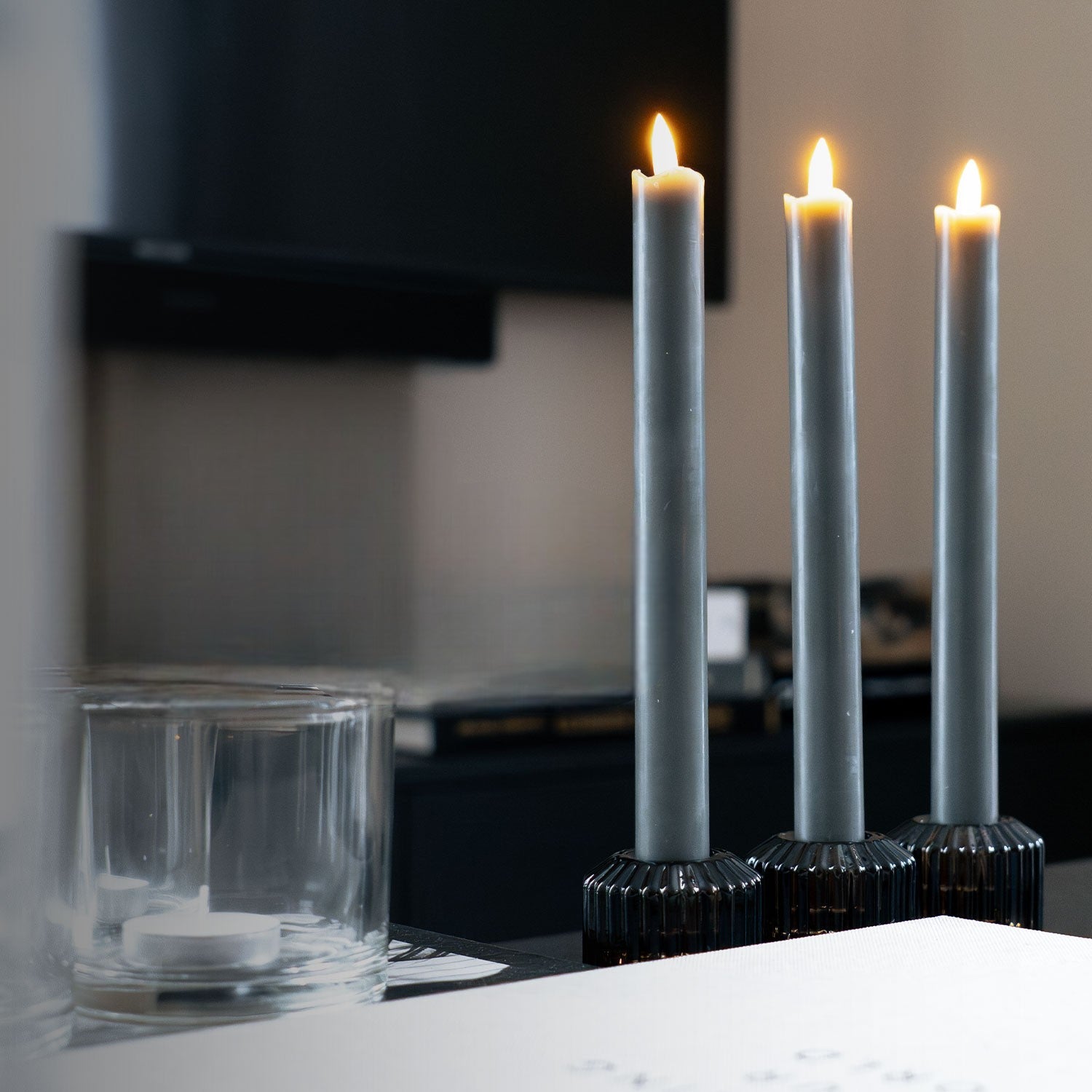 Lot de 6 bougies LED coniques - Grises