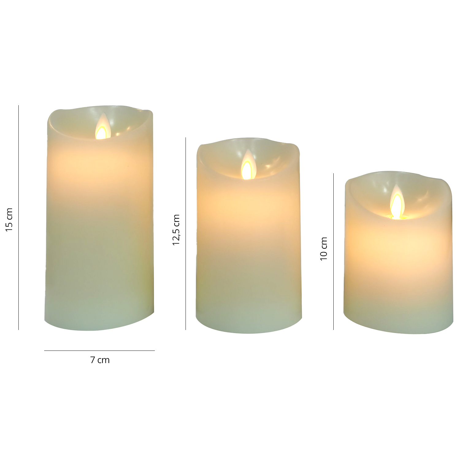 3 Bougies LED rechargeables – Blanc cassé
