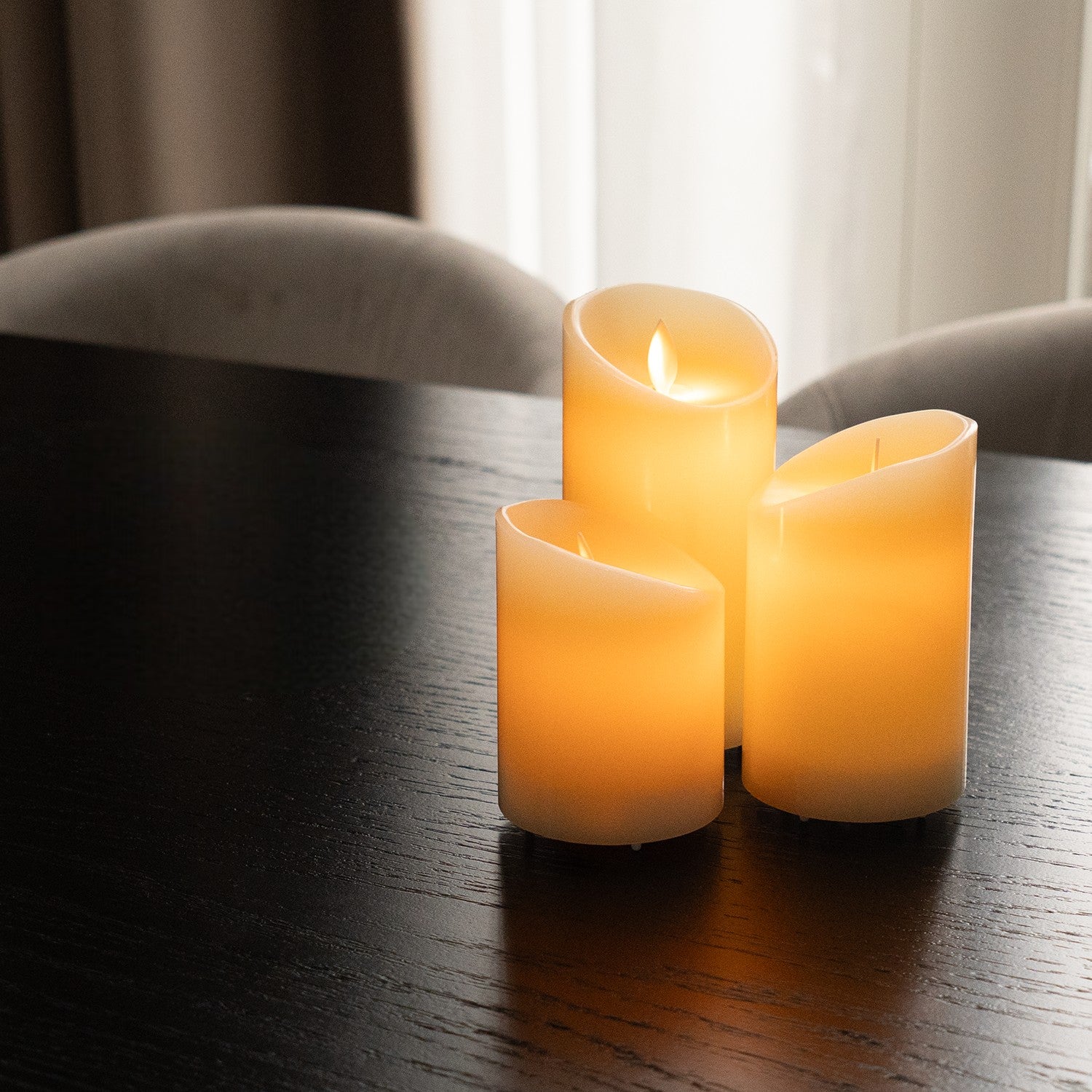 3 Bougies LED rechargeables – Blanc cassé