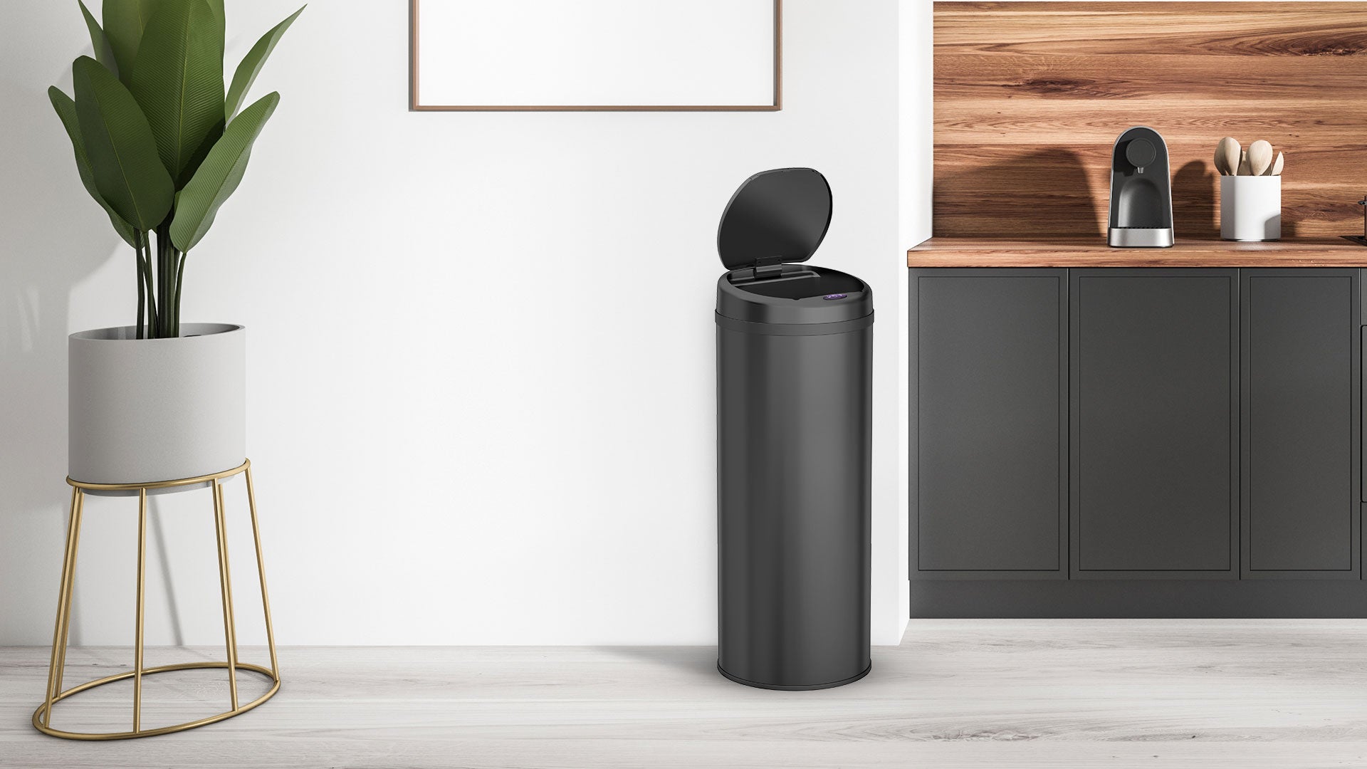 Poubelle 50 L automatique noire