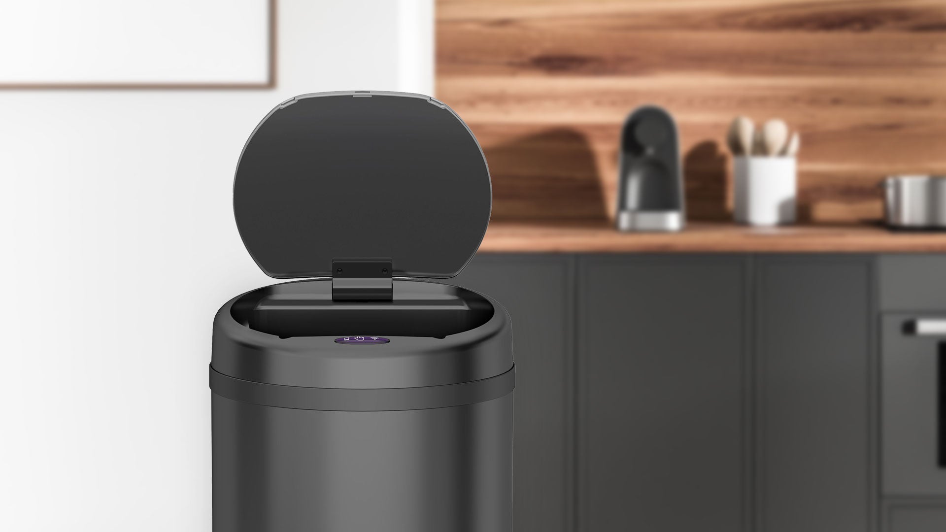 Poubelle 50 L automatique noire