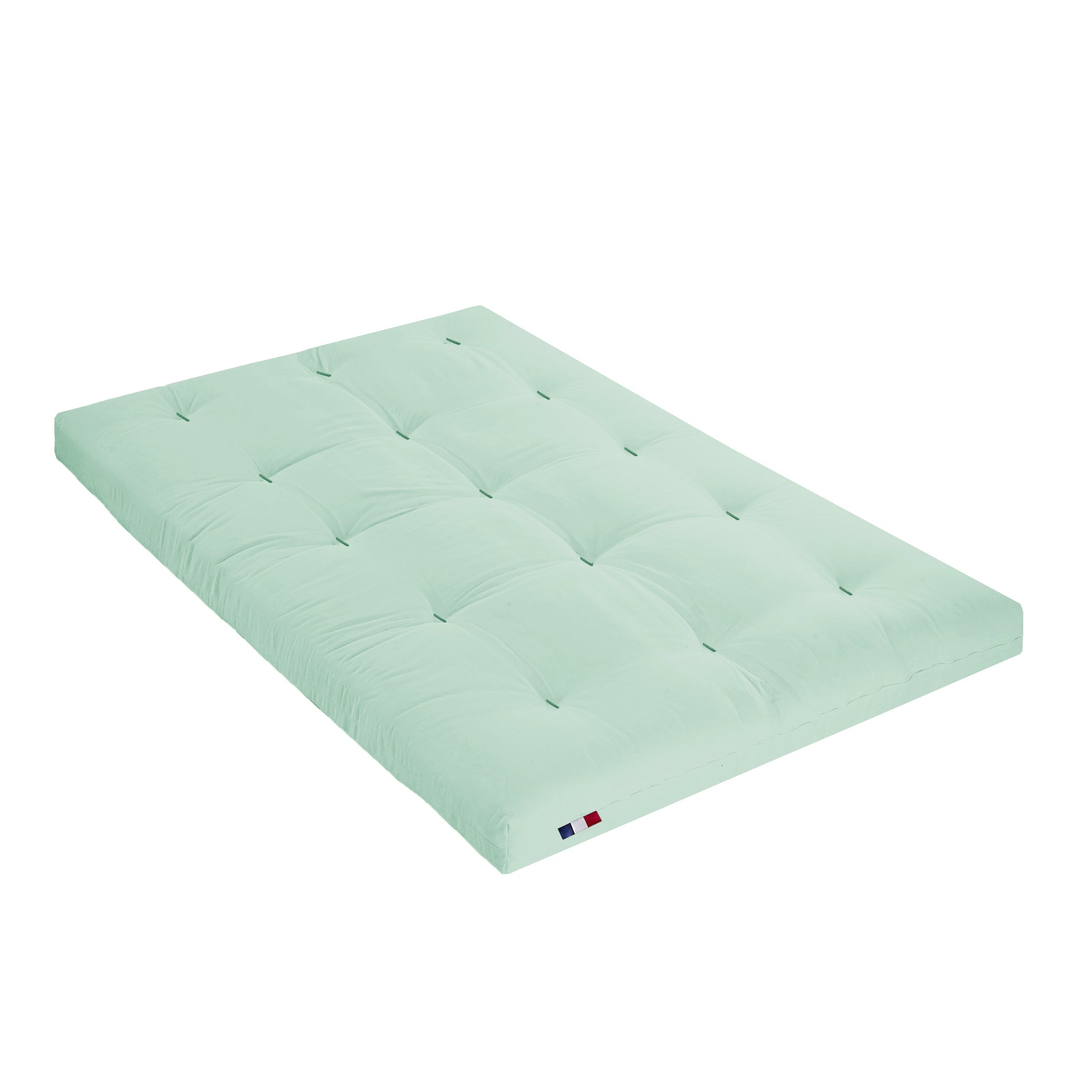 Matelas futon latex et fibres, fabrication française Couleur - Vert Céladon, Dimensions - 160 x 200 cm