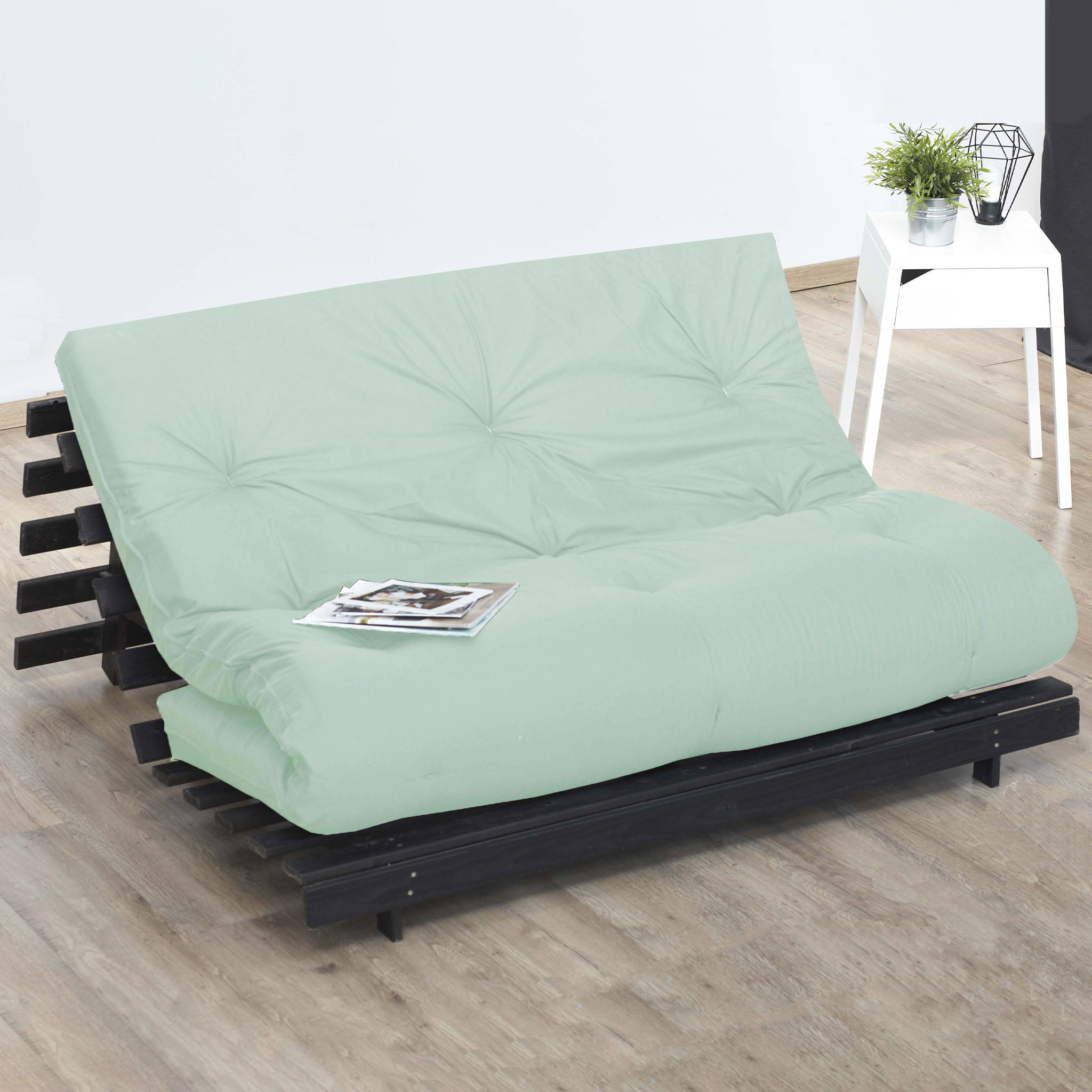 Matelas futon latex et fibres, fabrication française Couleur - Vert Céladon, Dimensions - 160 x 200 cm