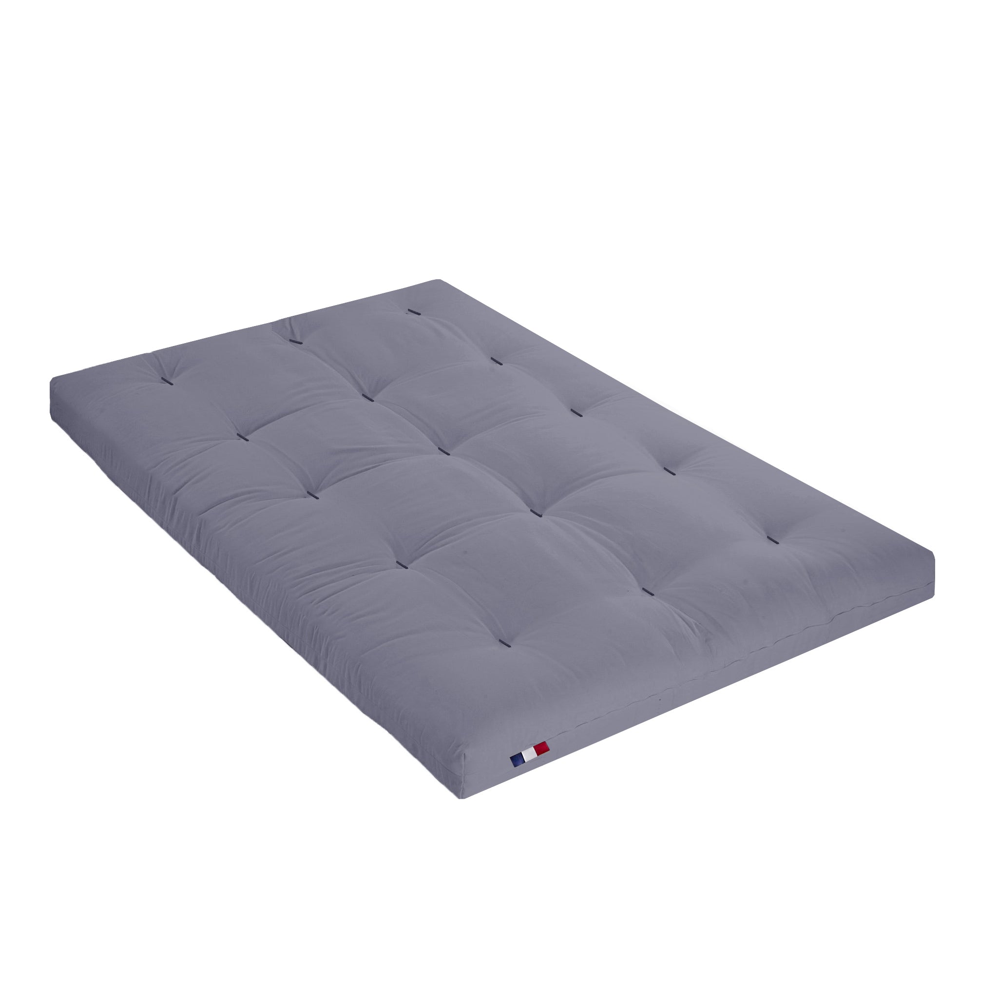 Matelas futon coton et fibres recyclés, fabriqué en France Couleur - Gris Clair, Dimensions - 140 x 190 cm