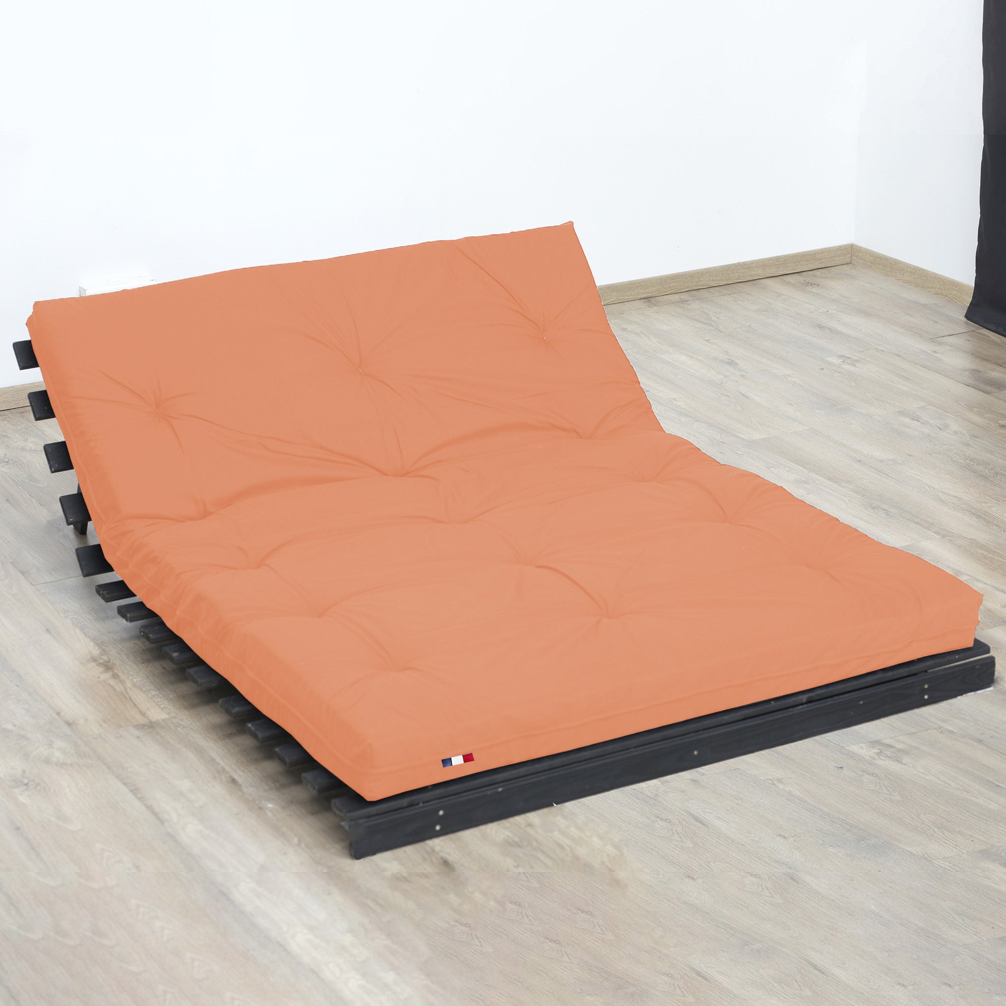 Matelas futon coton et fibres recyclés, fabriqué en France Couleur - Goyave, Dimensions - 140 x 190 cm