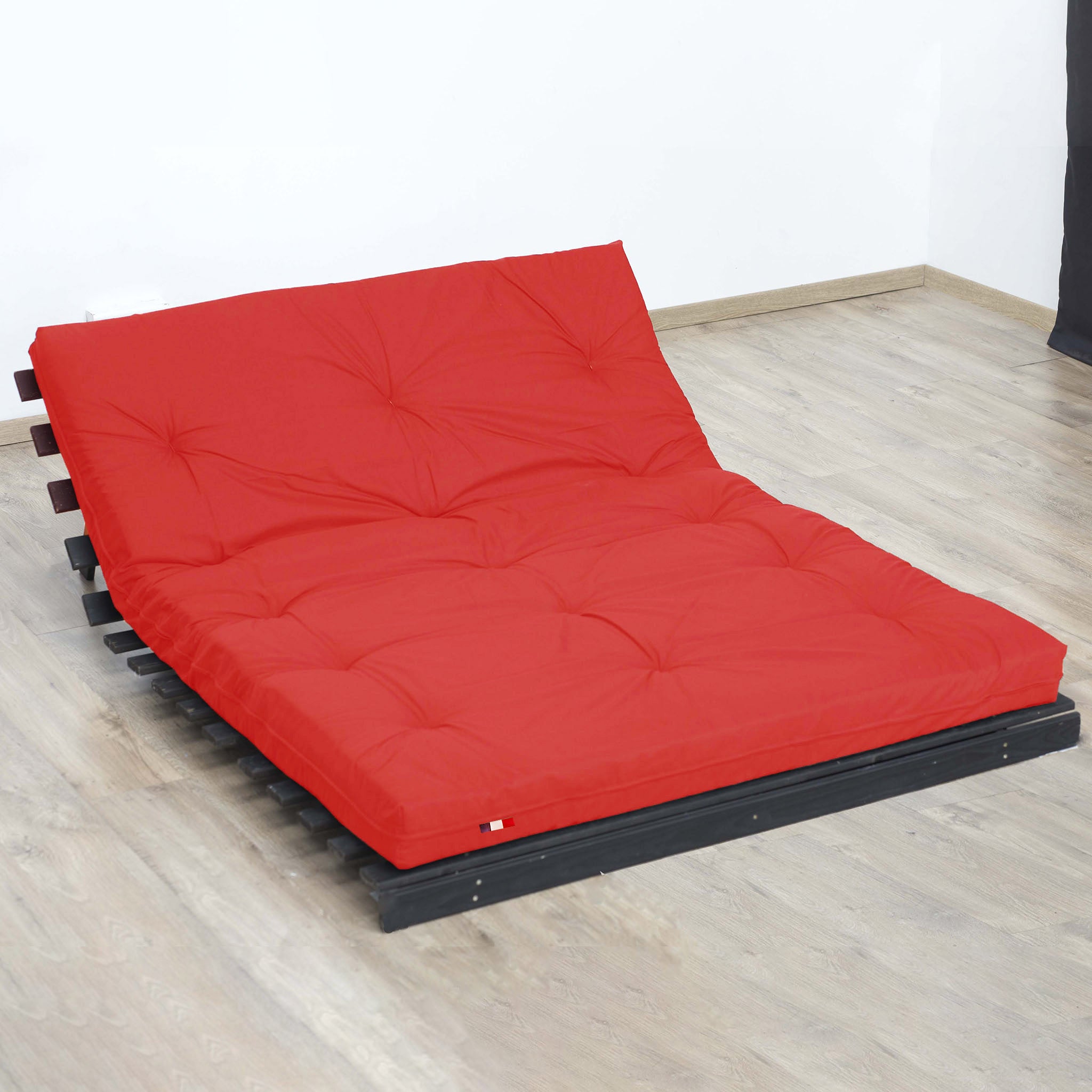 Matelas futon latex et fibres, fabrication française Couleur - Rouge, Dimensions - 140 x 190 cm