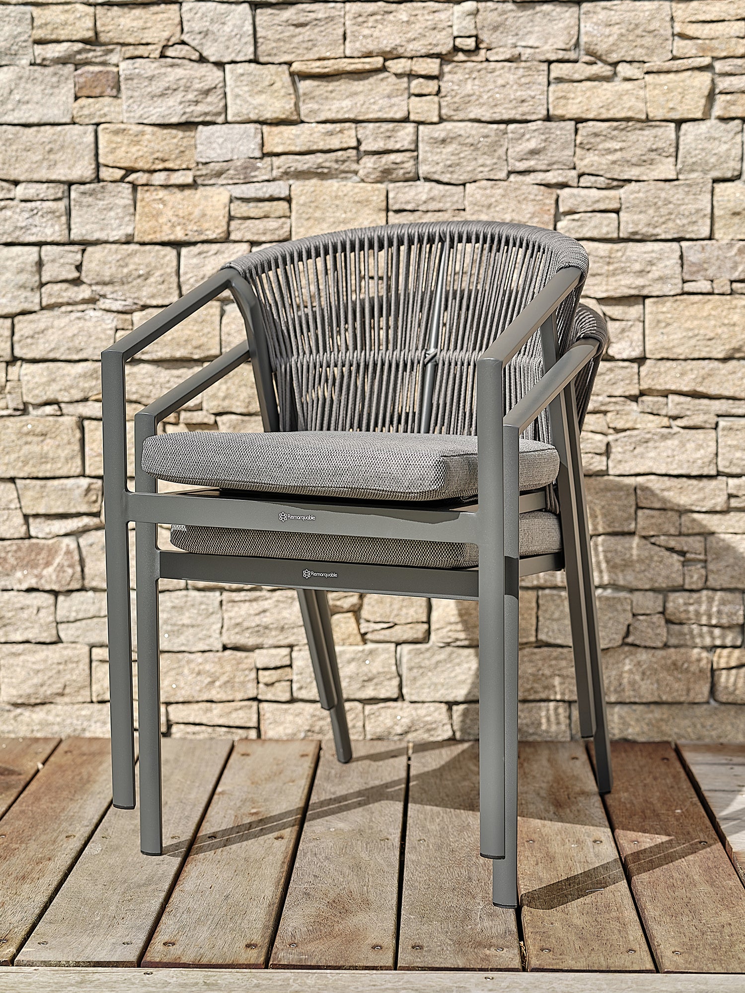 Lot de 2 Fauteuils de jardin GAMBI - GRIS ANTHRACITE