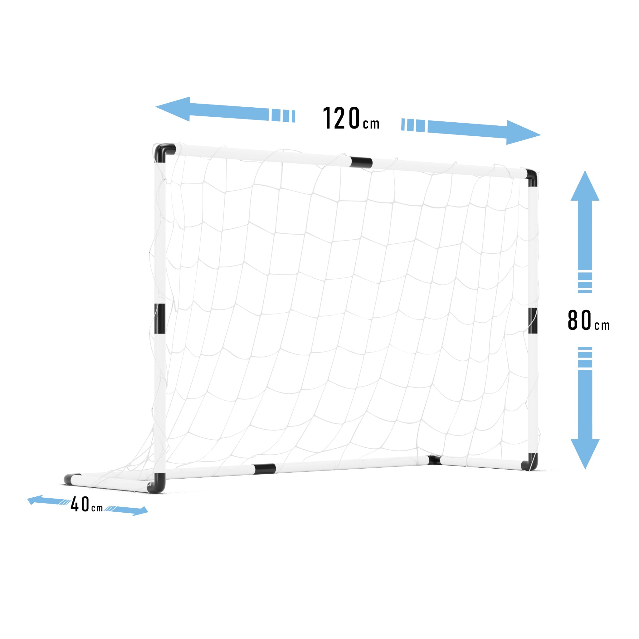 2 cages de foot pour enfant 120 x 80cm, 1 ballon et pompe inclus, intérieur/extérieur