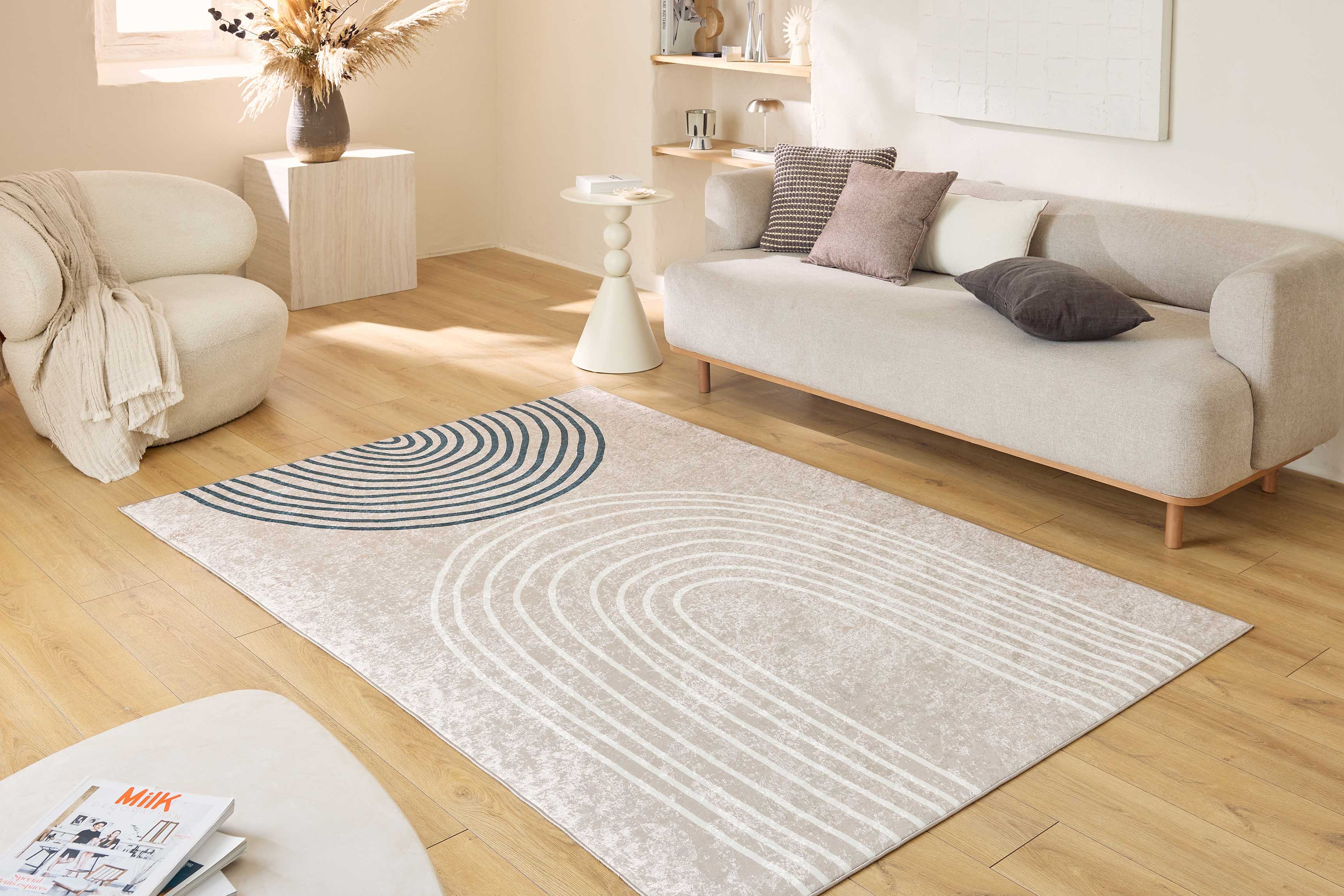 Tapis beige motifs géométriques - Grege