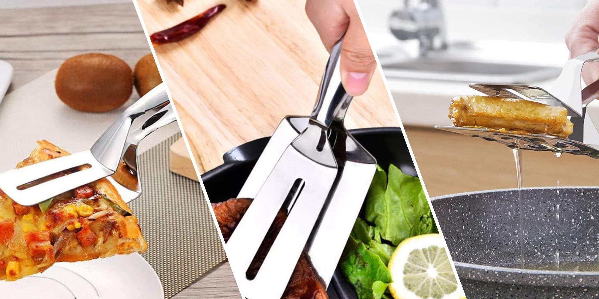 Pince à Frire de Cuisine en Acier Inoxydable Multifonction pour Viande au Barbecue et Plancha