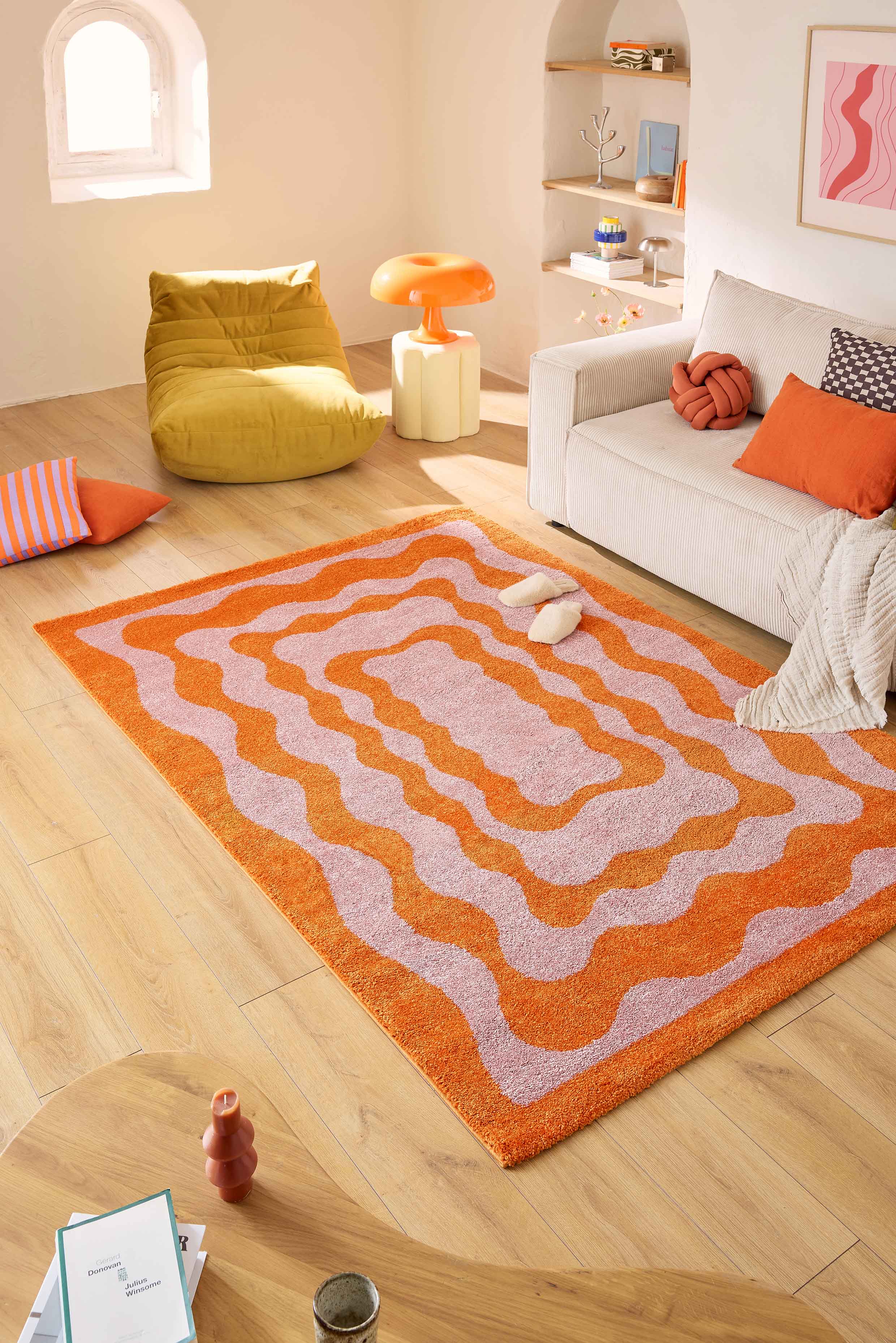 Tapis vintage années 70 orange - Groovy
