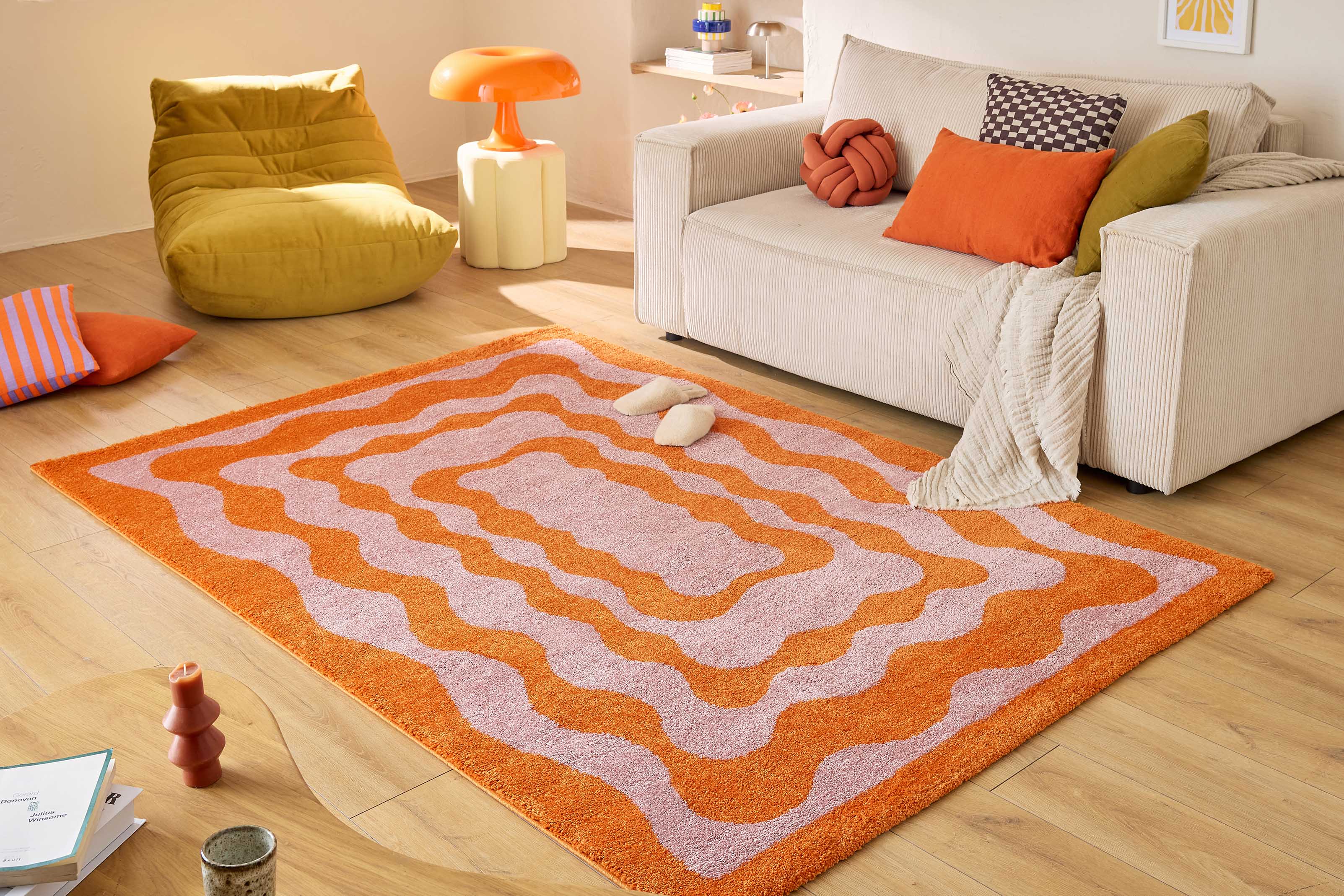 Tapis vintage années 70 orange - Groovy