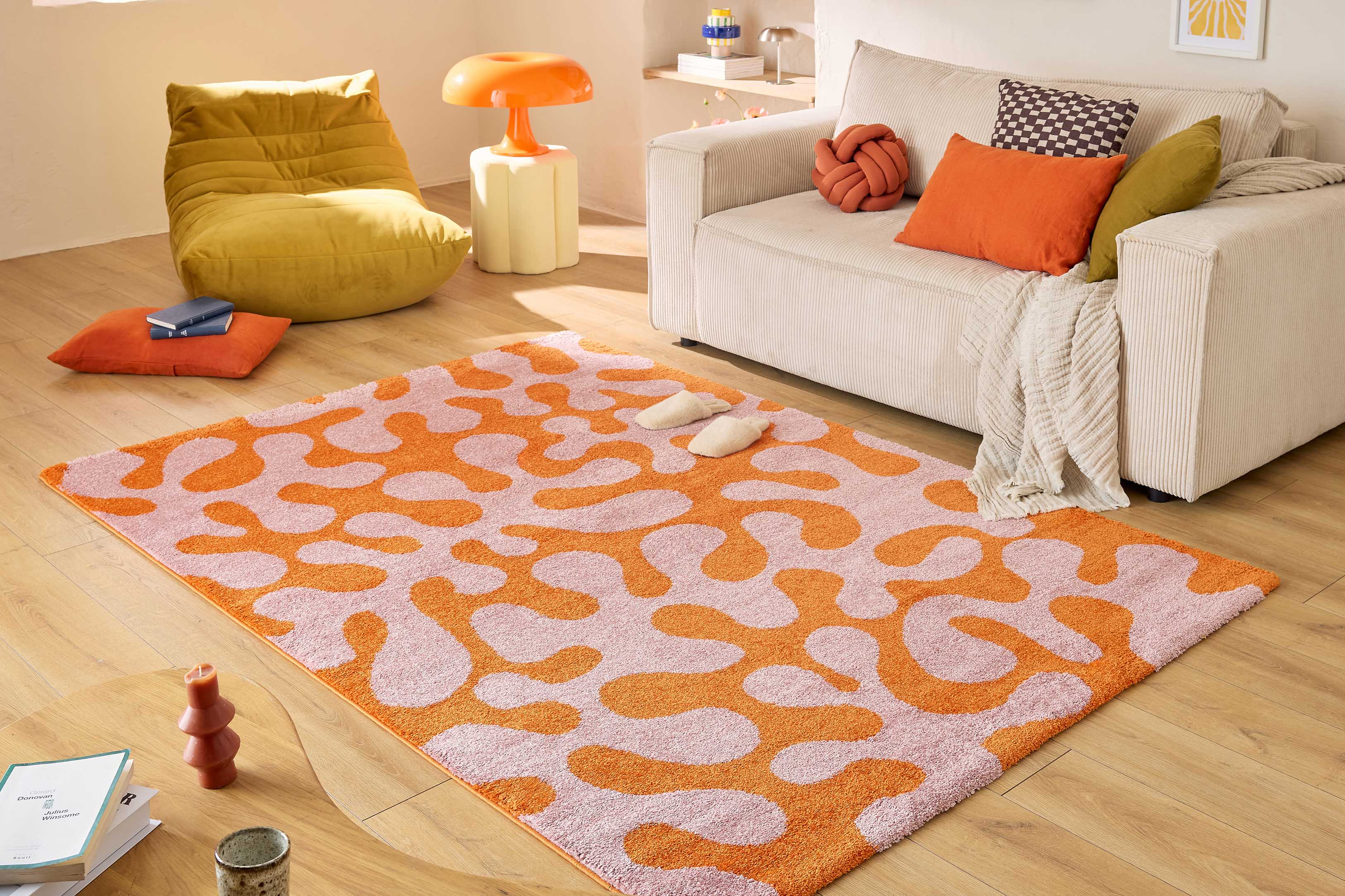 Tapis vintage année 70 rose - Groovy